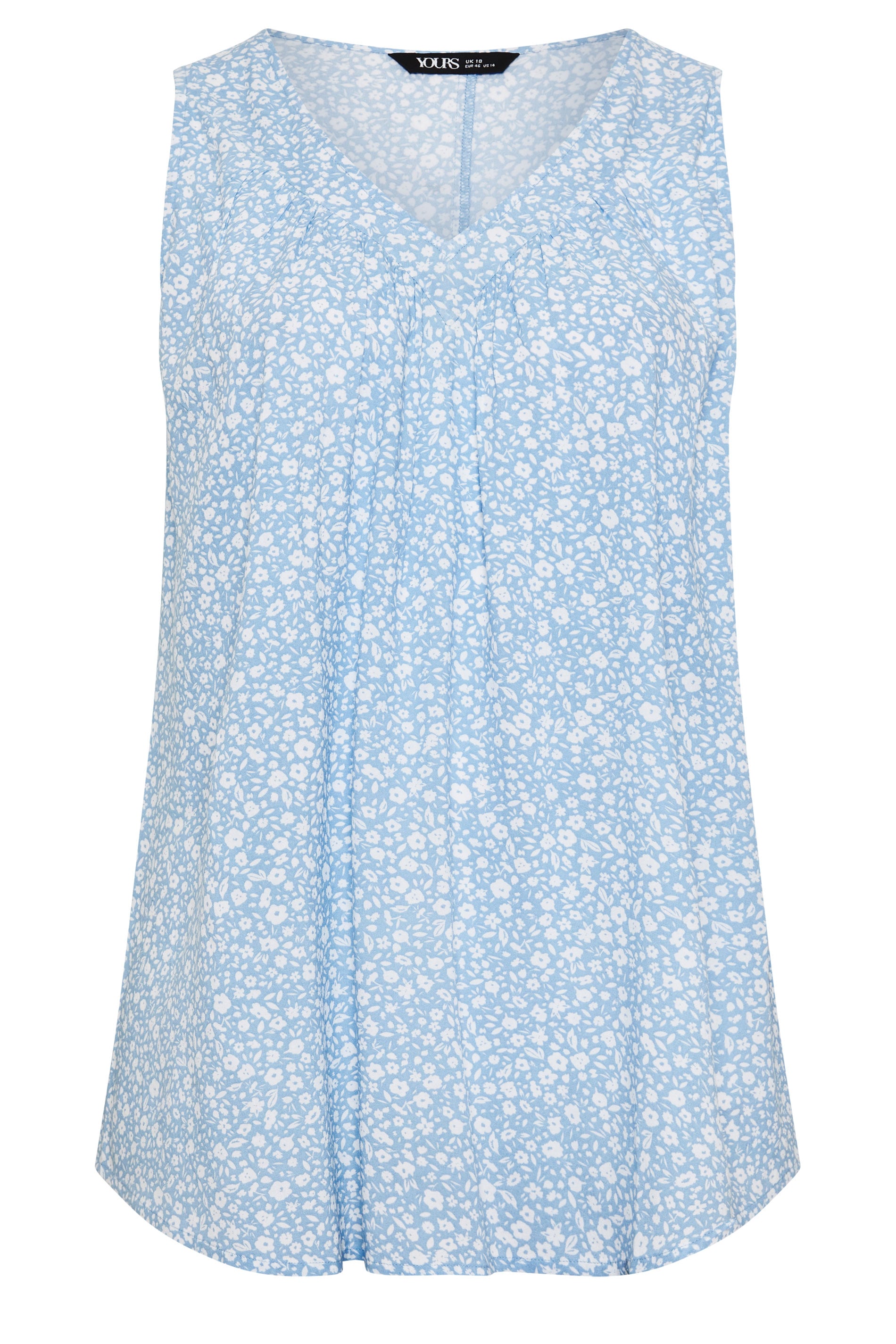 YOURS Plus Size Blue Ditsy Floral Cami Vest Top | Yours Clothing 5