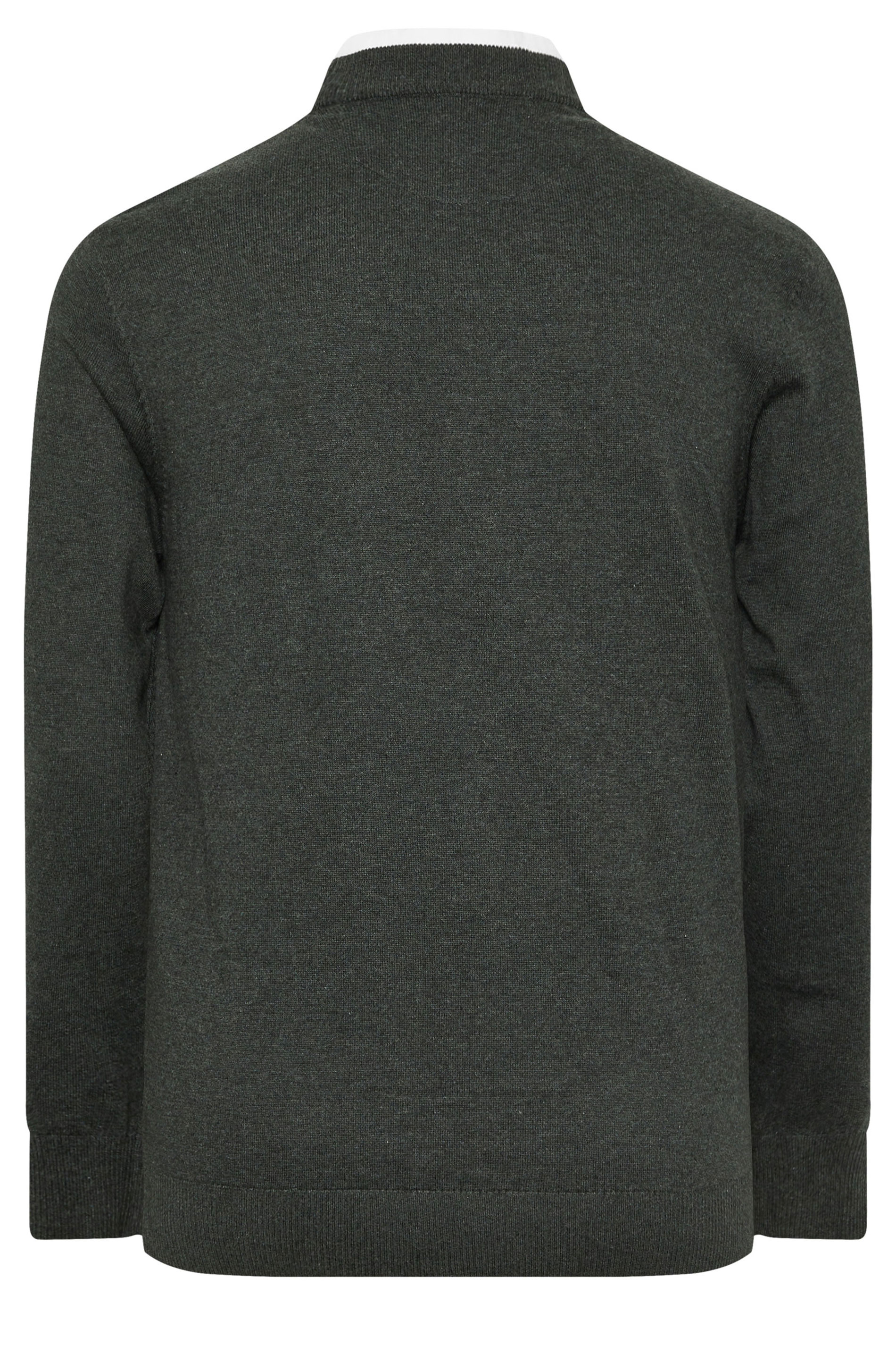 BadRhino Big & Tall Charcoal Grey Cable Knit Mock Shirt Jumper | BadRhino 4