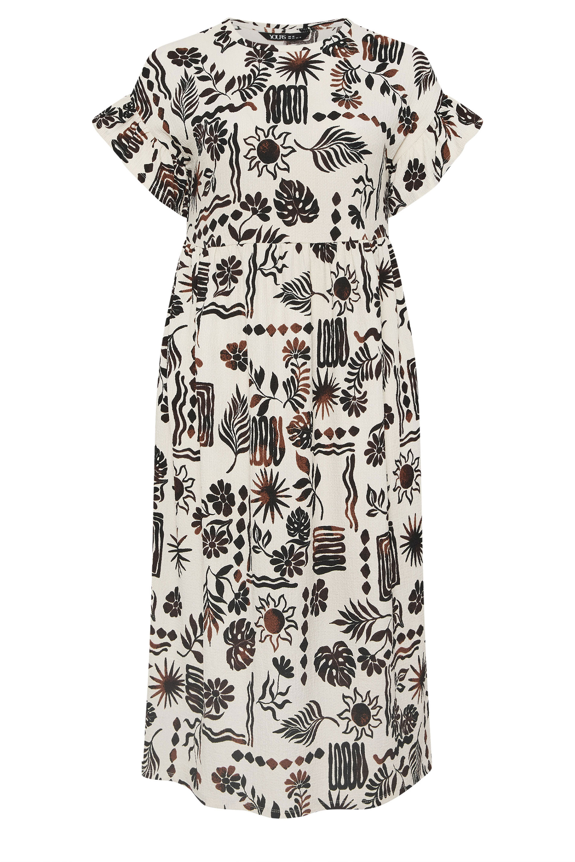 YOURS Plus Size Ivory White Abstract Midi Dress | Yours Clothing 5