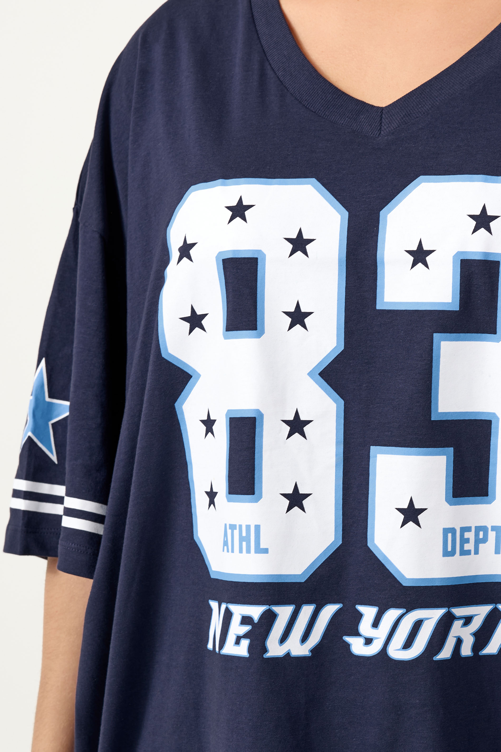 YOURS Plus Size Navy Blue '83 New York' Boxy T-Shirt | Yours Clothing 5