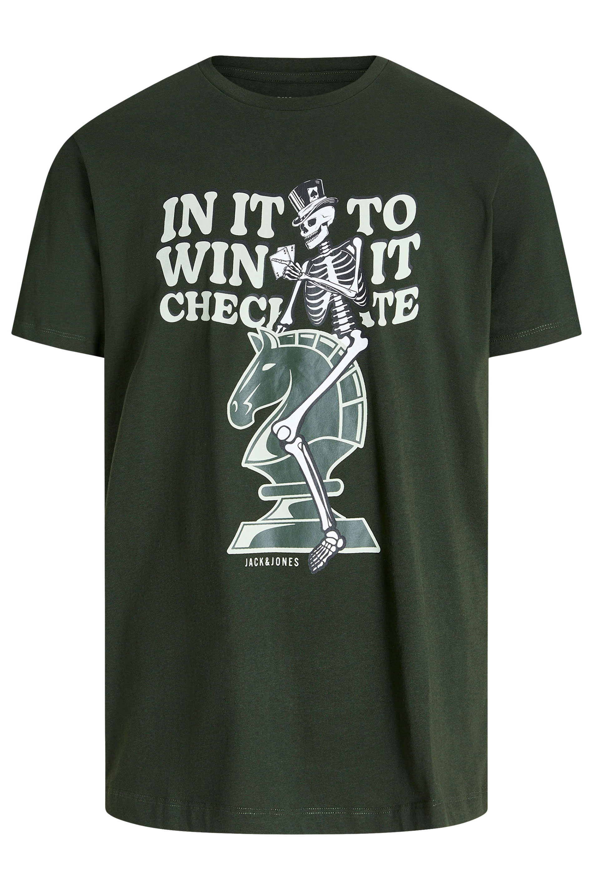 JACK & JONES Big & Tall Duffel Green Chess Graphic T-Shirt | BadRhino 2