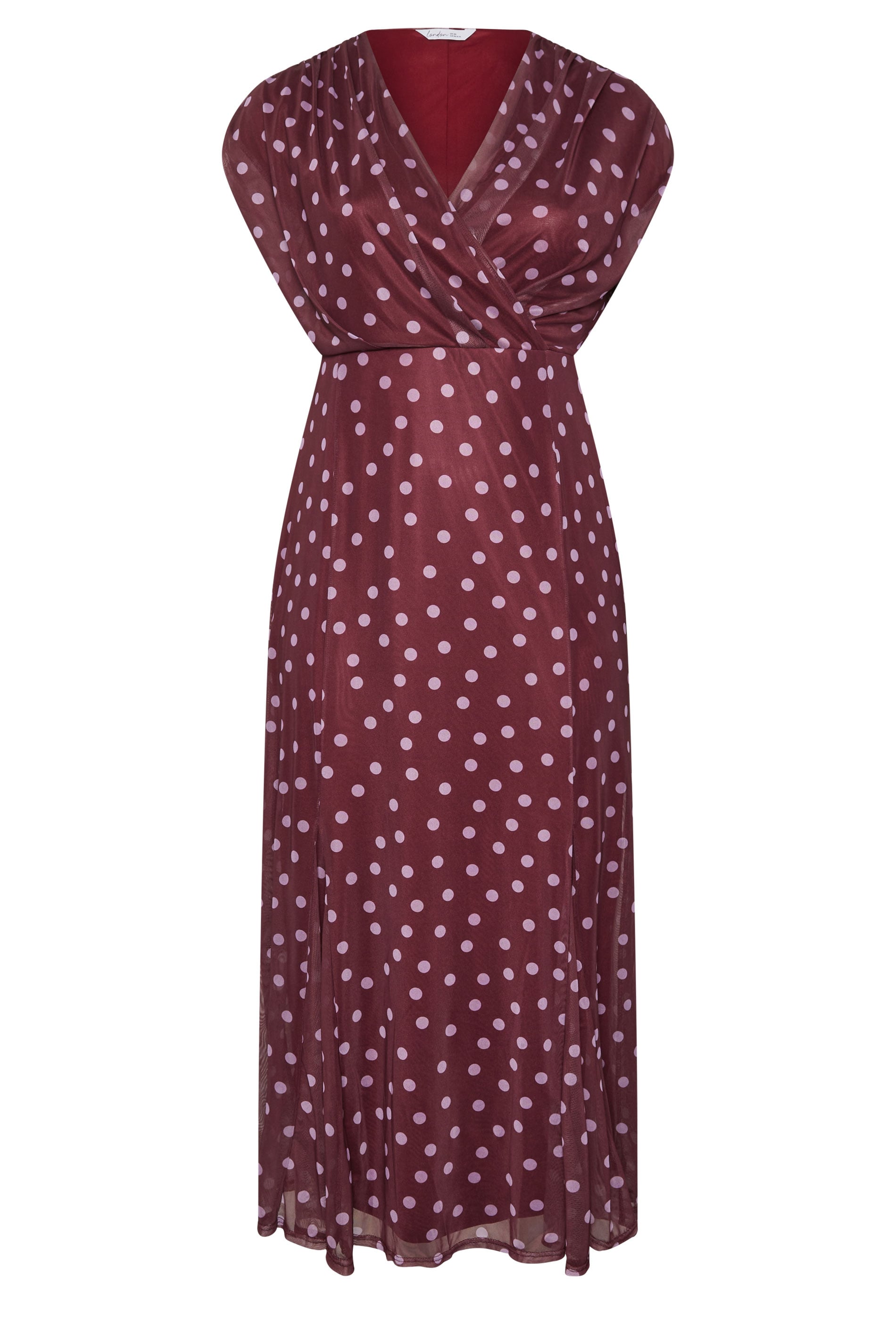 YOURS LONDON Plus Size Purple Polka Dot Godet Hem Wrap Dress | Yours Clothing 6