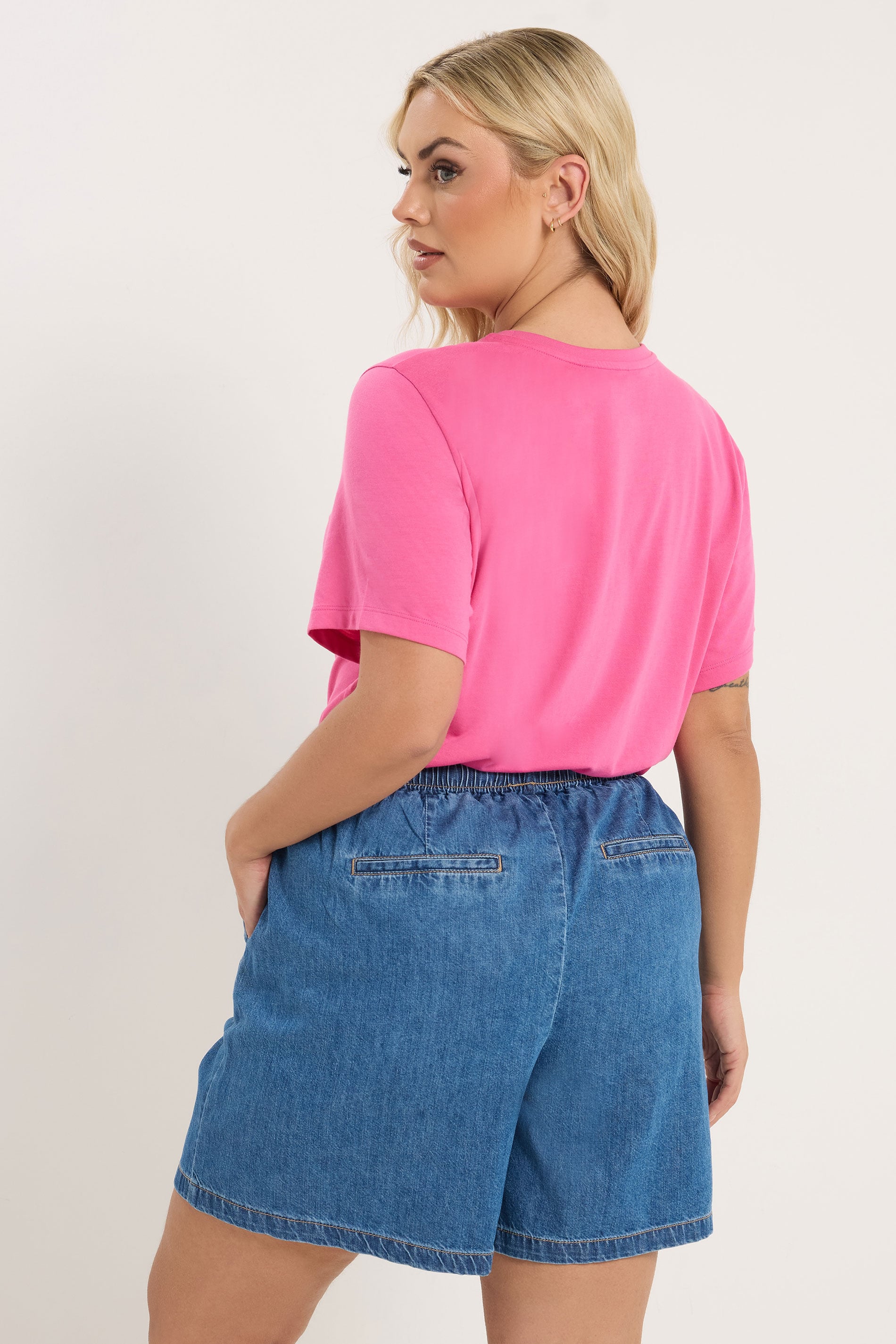 YOURS Plus Size Blue Denim Tie Waist Shorts | Yours Clothing 2