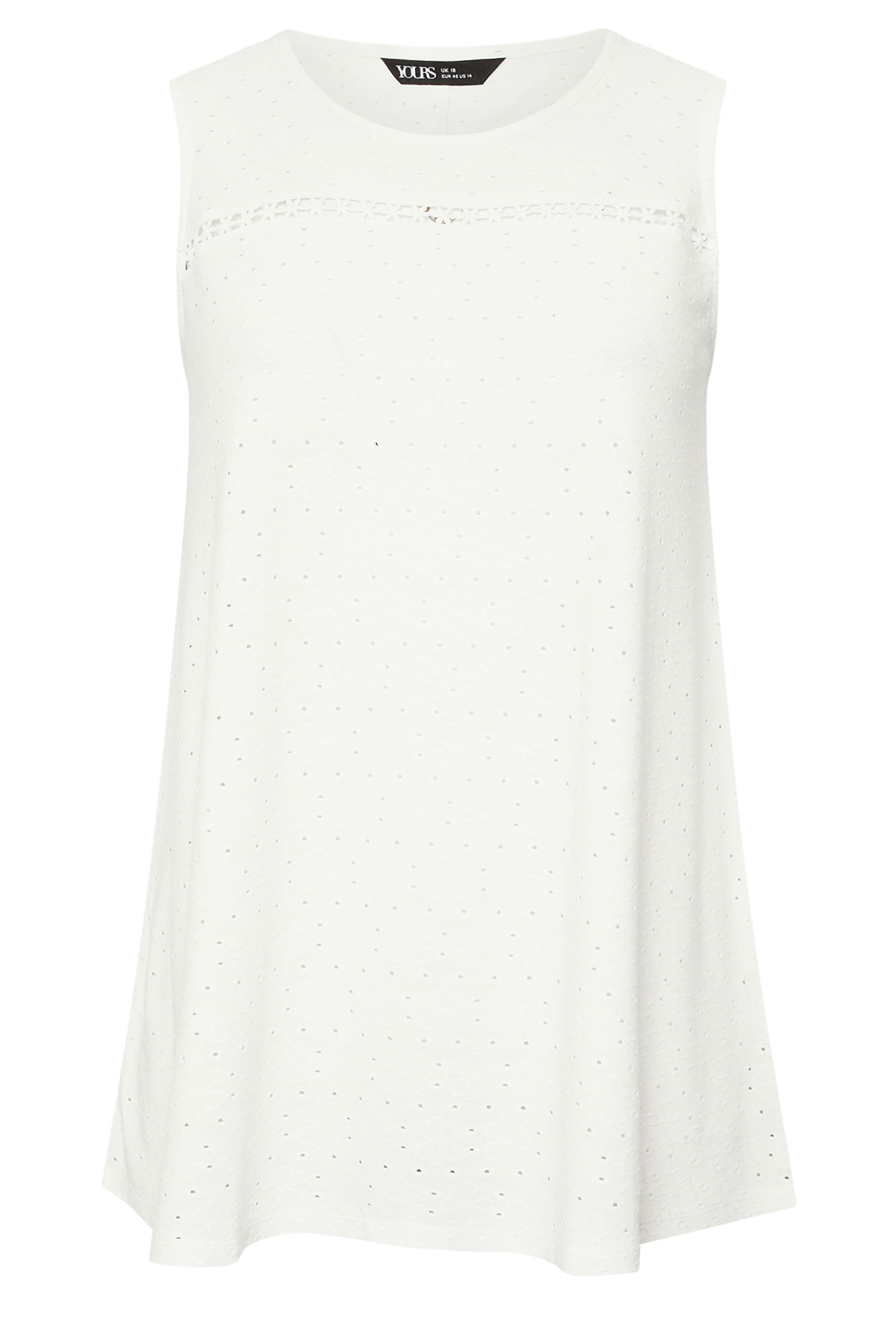 YOURS Plus Size White Floral Broderie Anglaise Vest Top | Yours Clothing 5