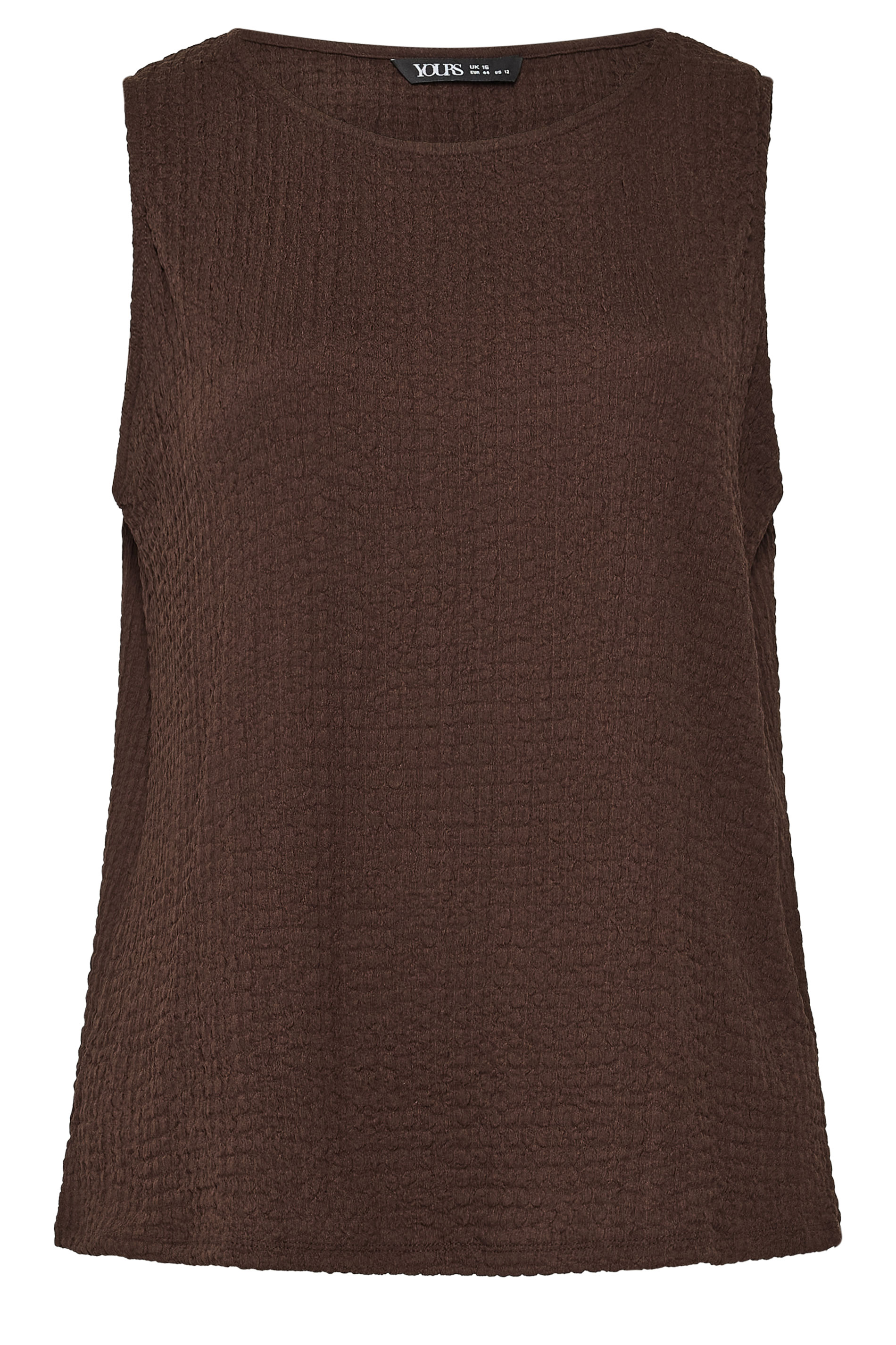 YOURS Plus Size Chocolate Brown Bubble Texture Vest Top | Yours Clothing 5