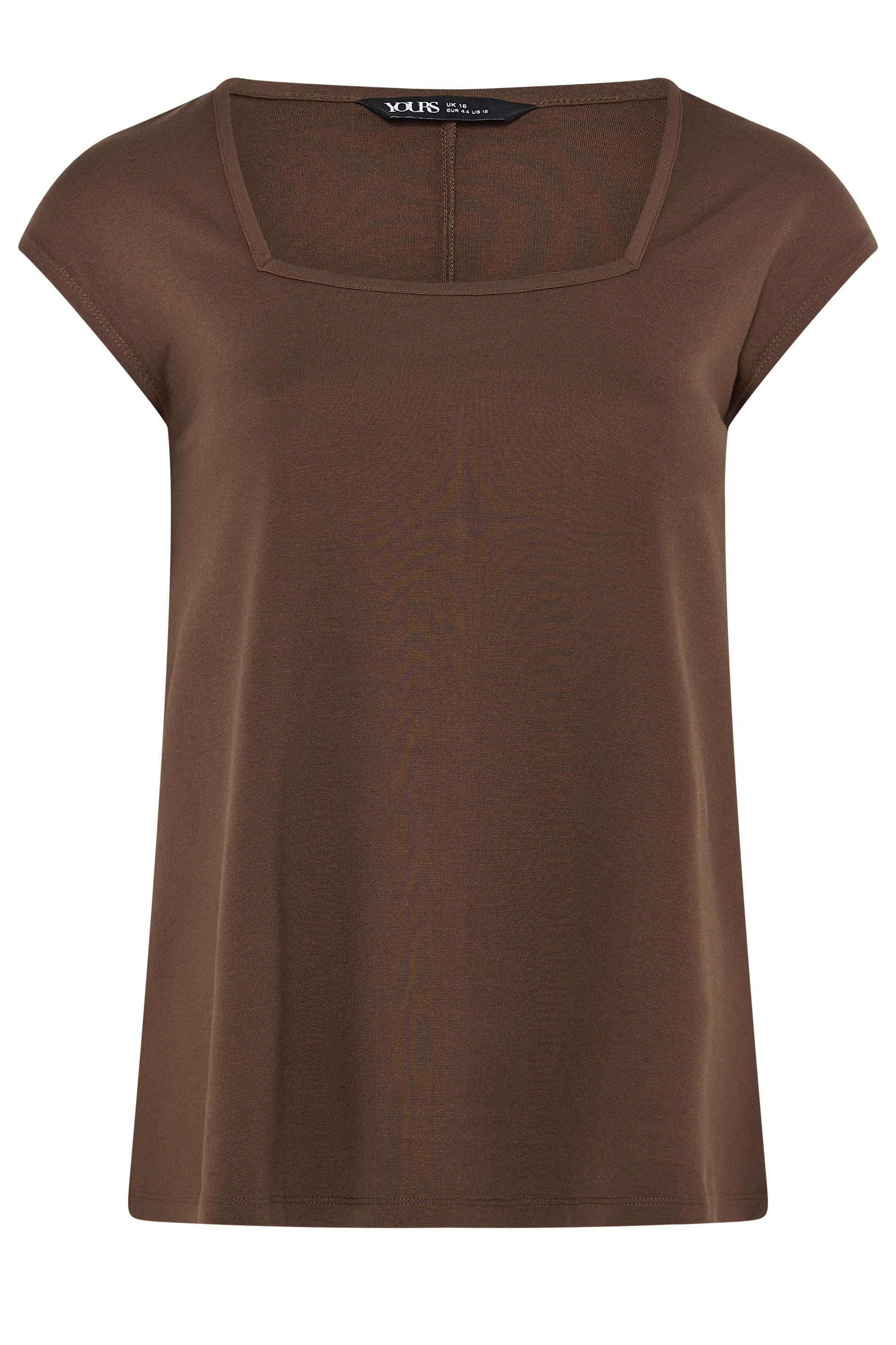 YOURS Plus Size Chocolate Brown Cap Sleeve Top | Yours Clothing 5