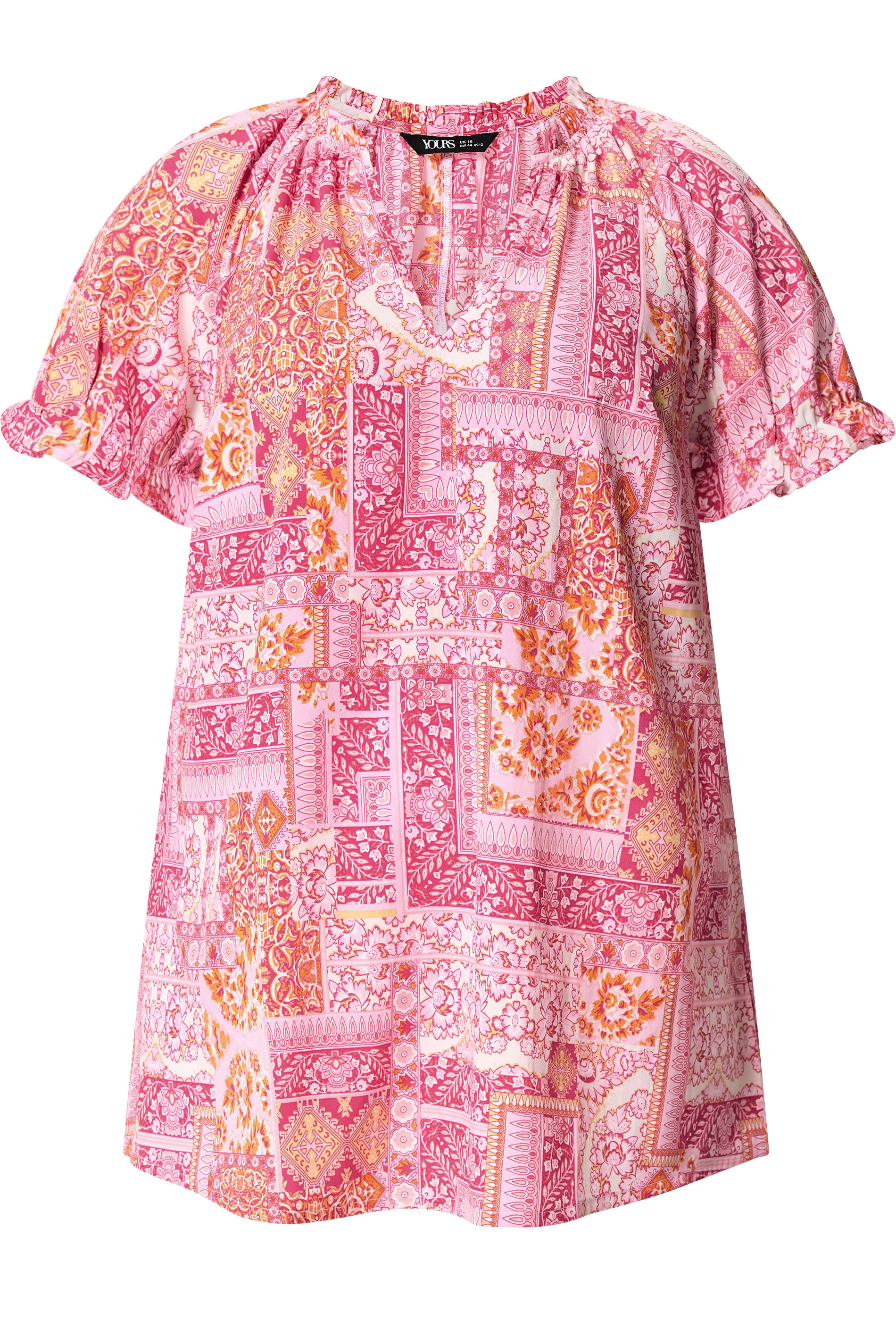 YOURS Plus Size Pink Tile Print Blouse | Yours Clothing 5