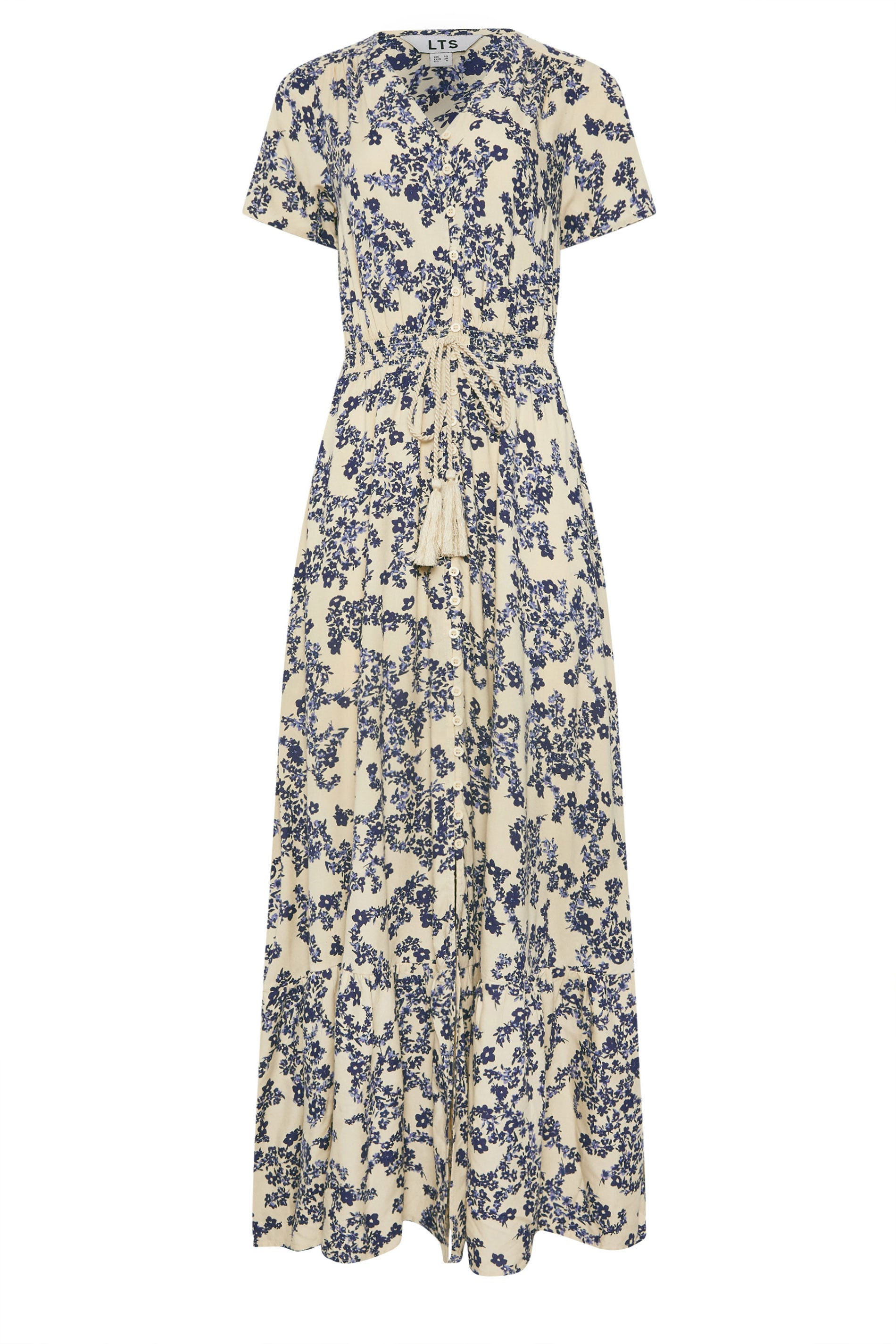 LTS Tall Women's Ivory White & Blue Ditsy Floral Button Maxi Dress | Long Tall Sally 6