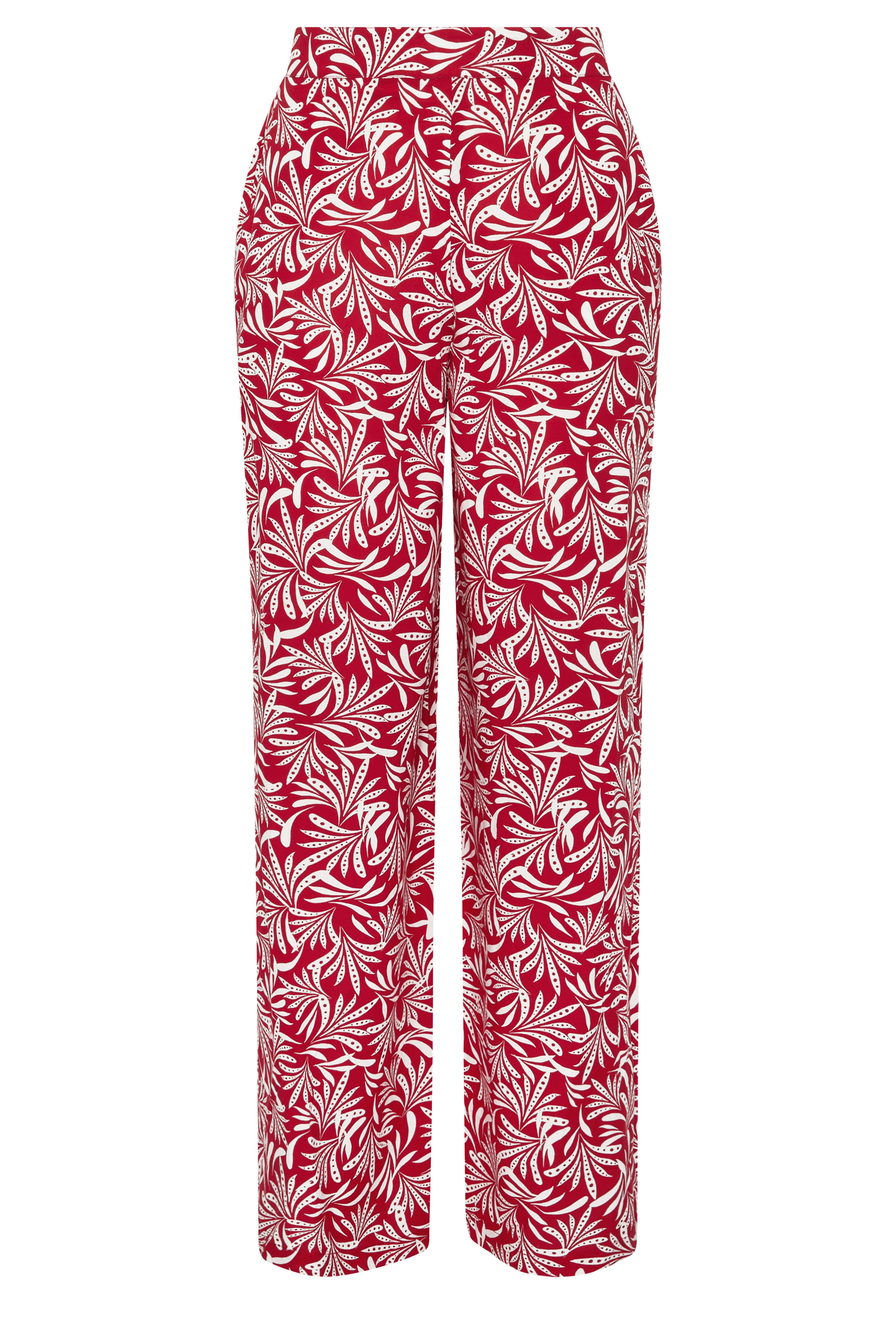 LTS Tall Women's Red Leaf Print Wide Leg Trousers | Long Tall Sally 5