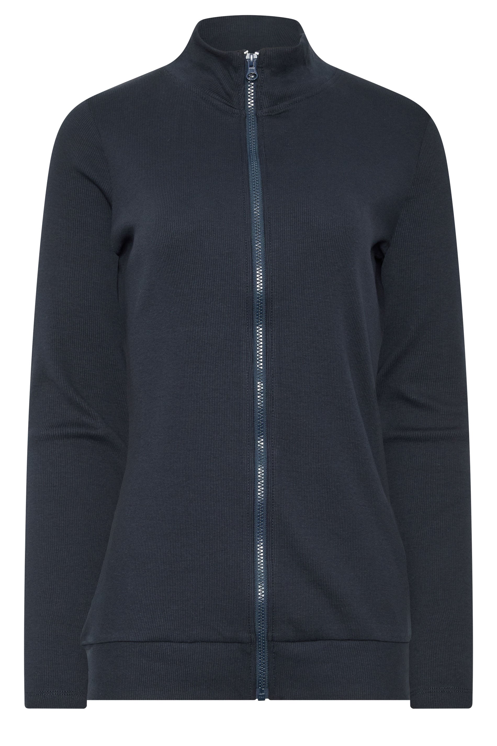 LTS Tall Women's Navy Blue Ribbed Zip Through Top | Long Tall Sally 5