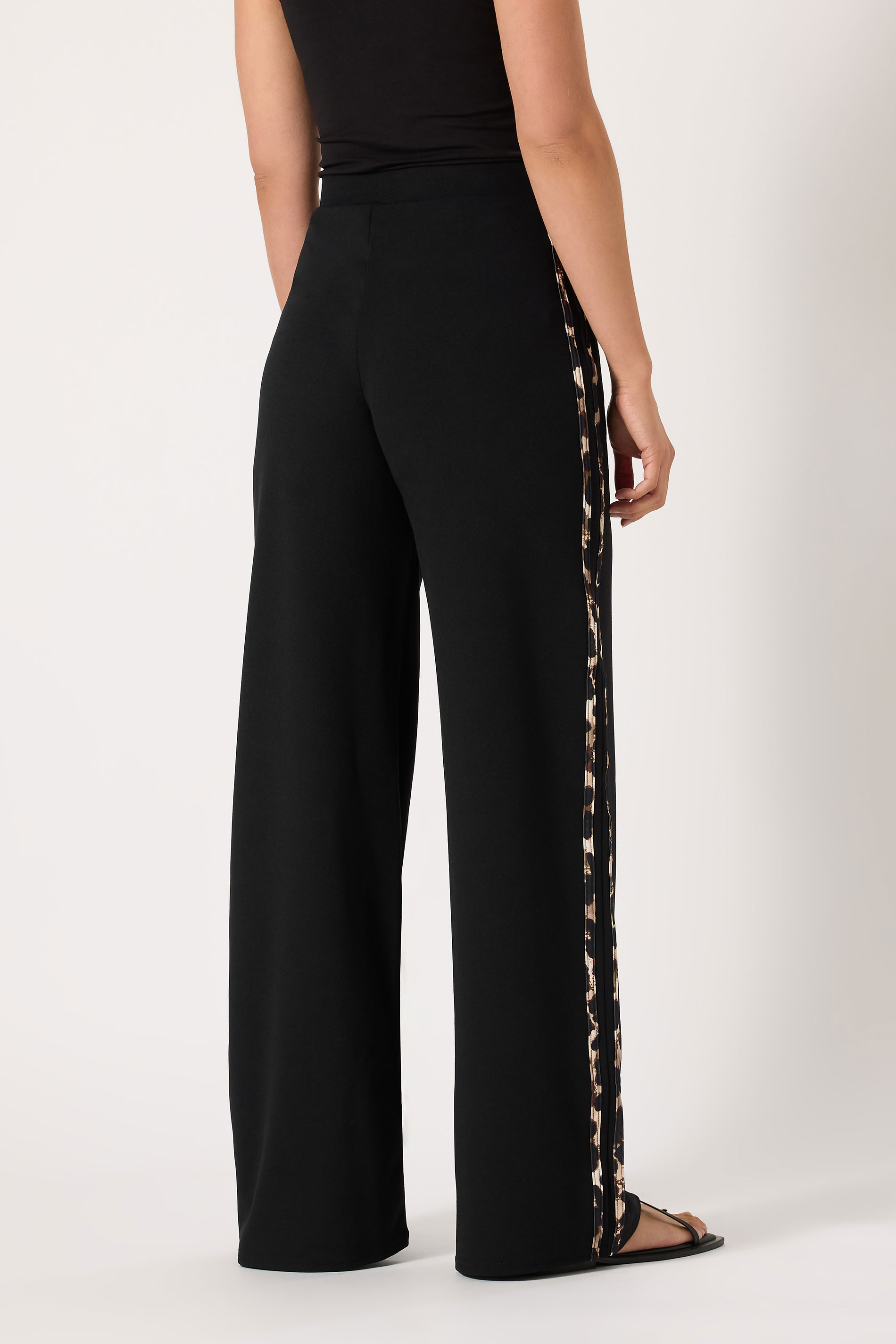 LTS Tall Black Leopard Print Wide Leg Trousers | Long Tall Sally 2