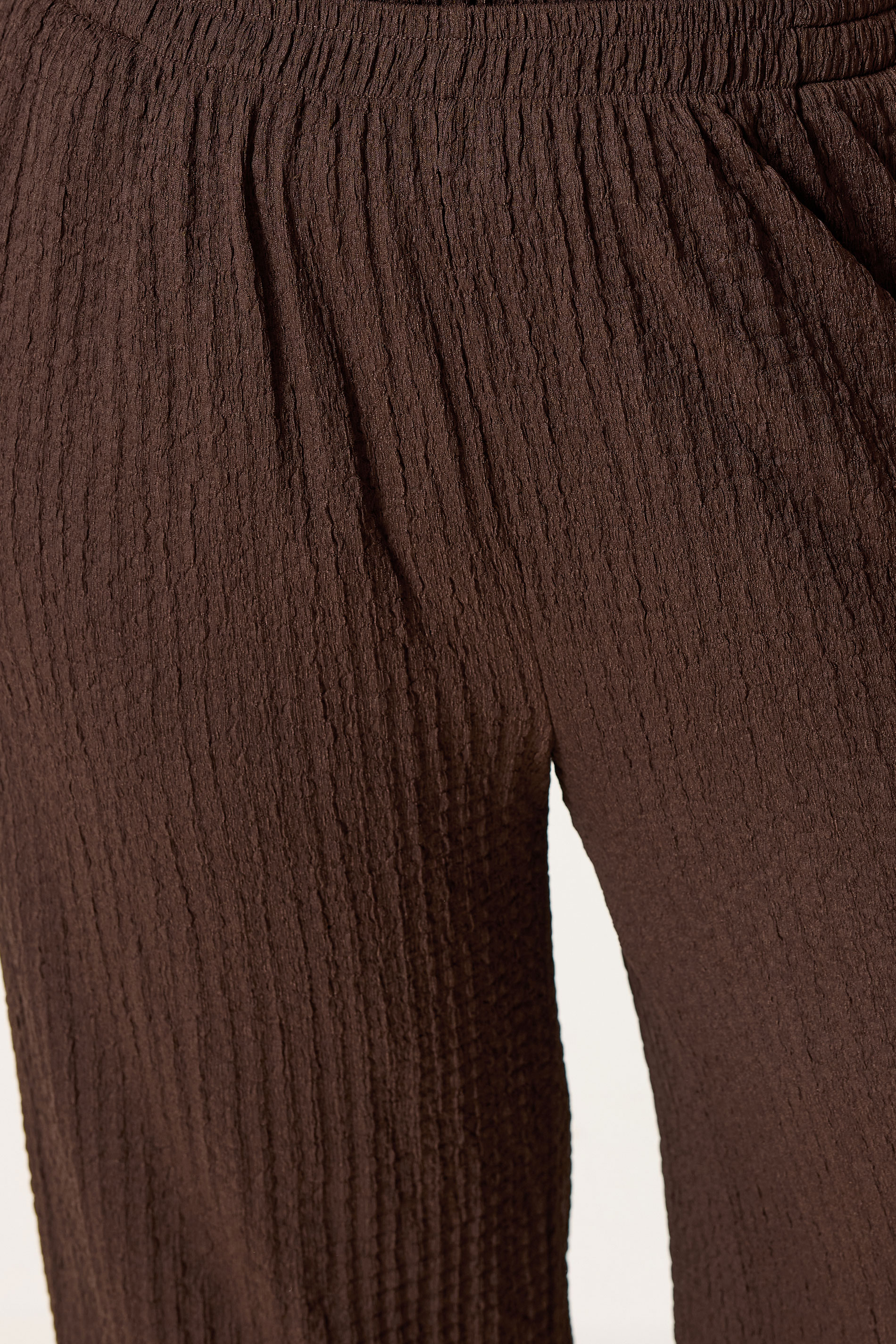 YOURS Plus Size Brown Bubble Texture Wide Leg Trousers | Yours Clothing 4