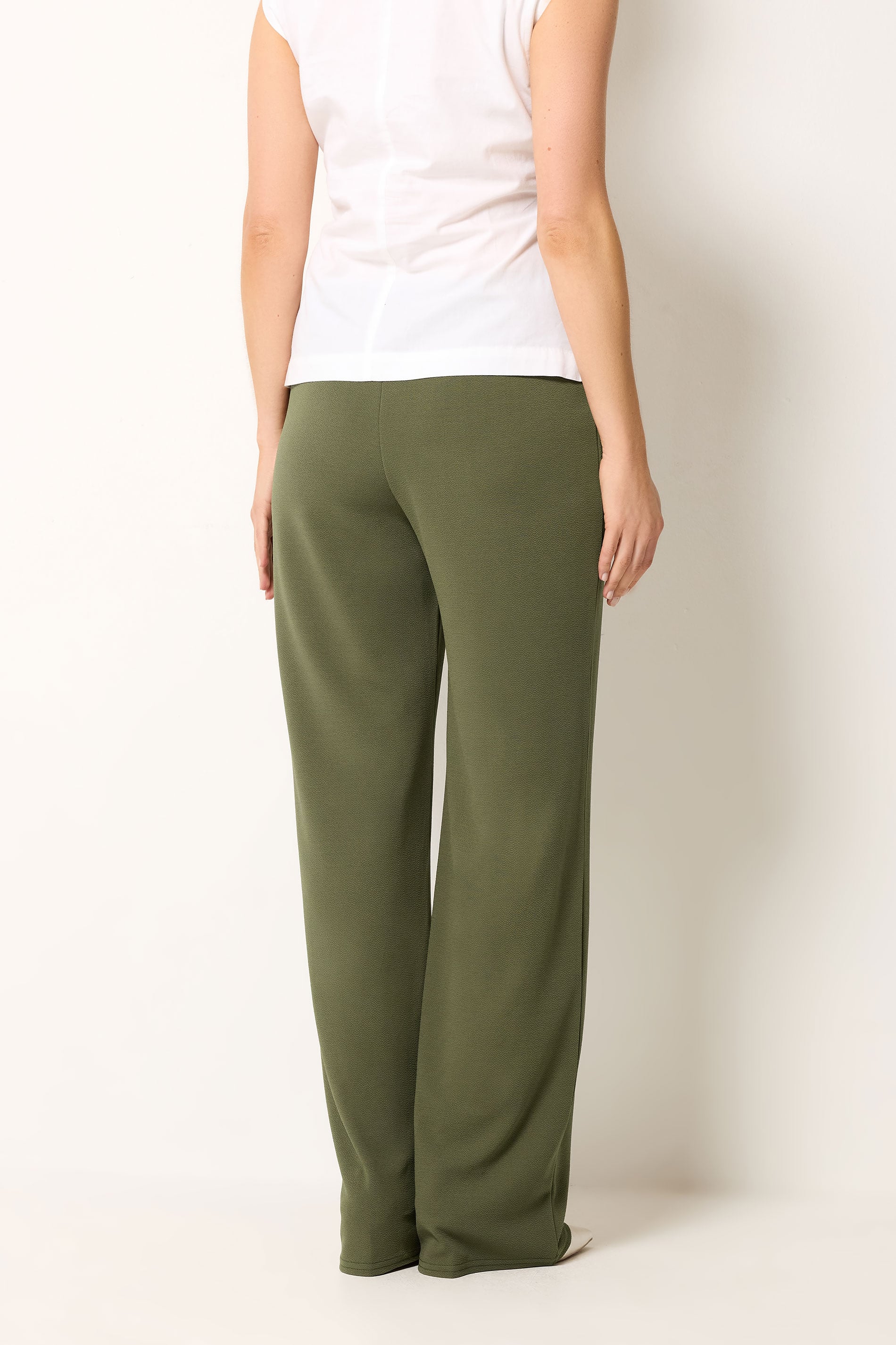 LTS Tall Women's Khaki Green Textured Pleated Wide Leg Trousers | Long Tall Sally 2