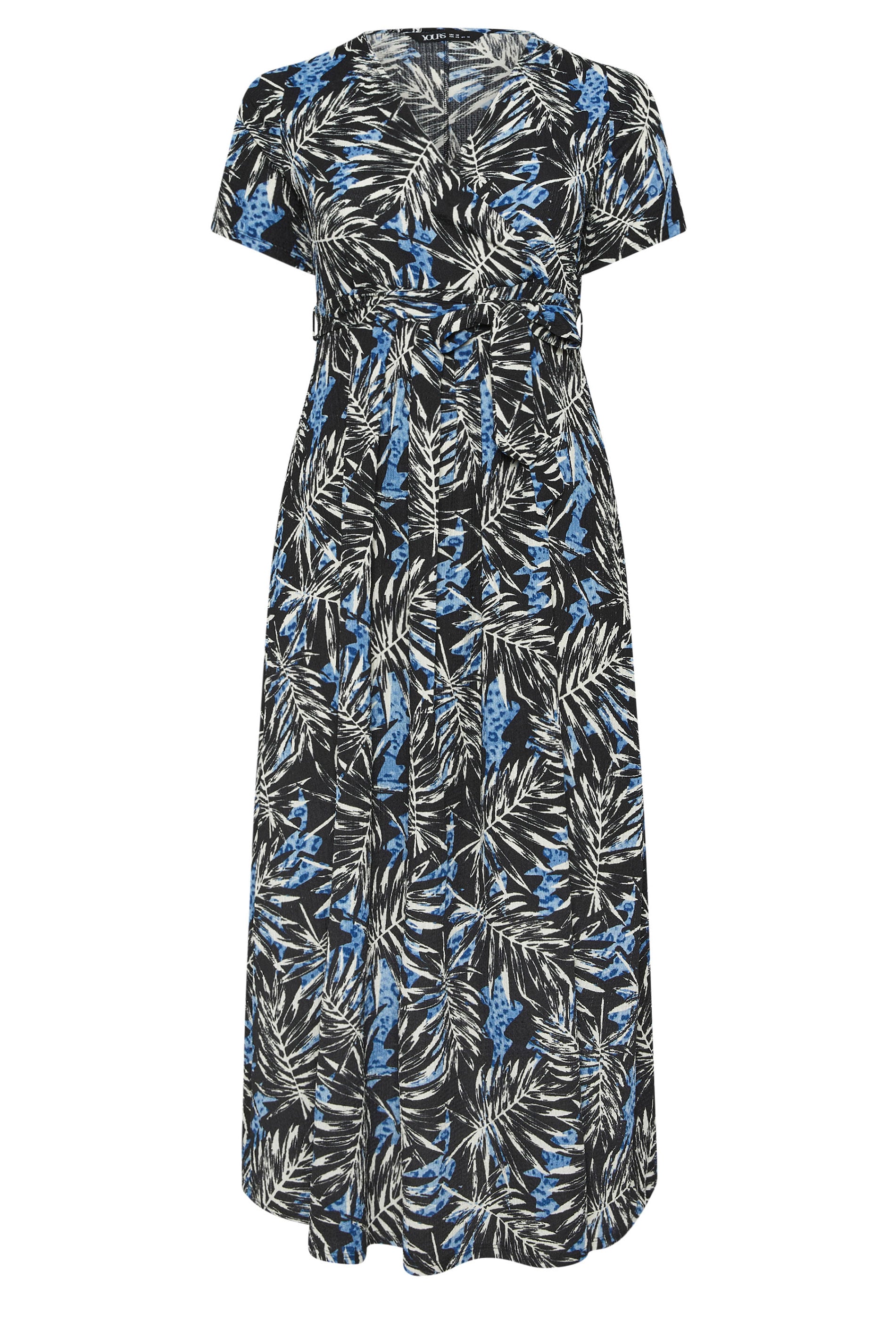 YOURS Plus Size Black Leaf Maxi Wrap Dress | Yours Clothing 5