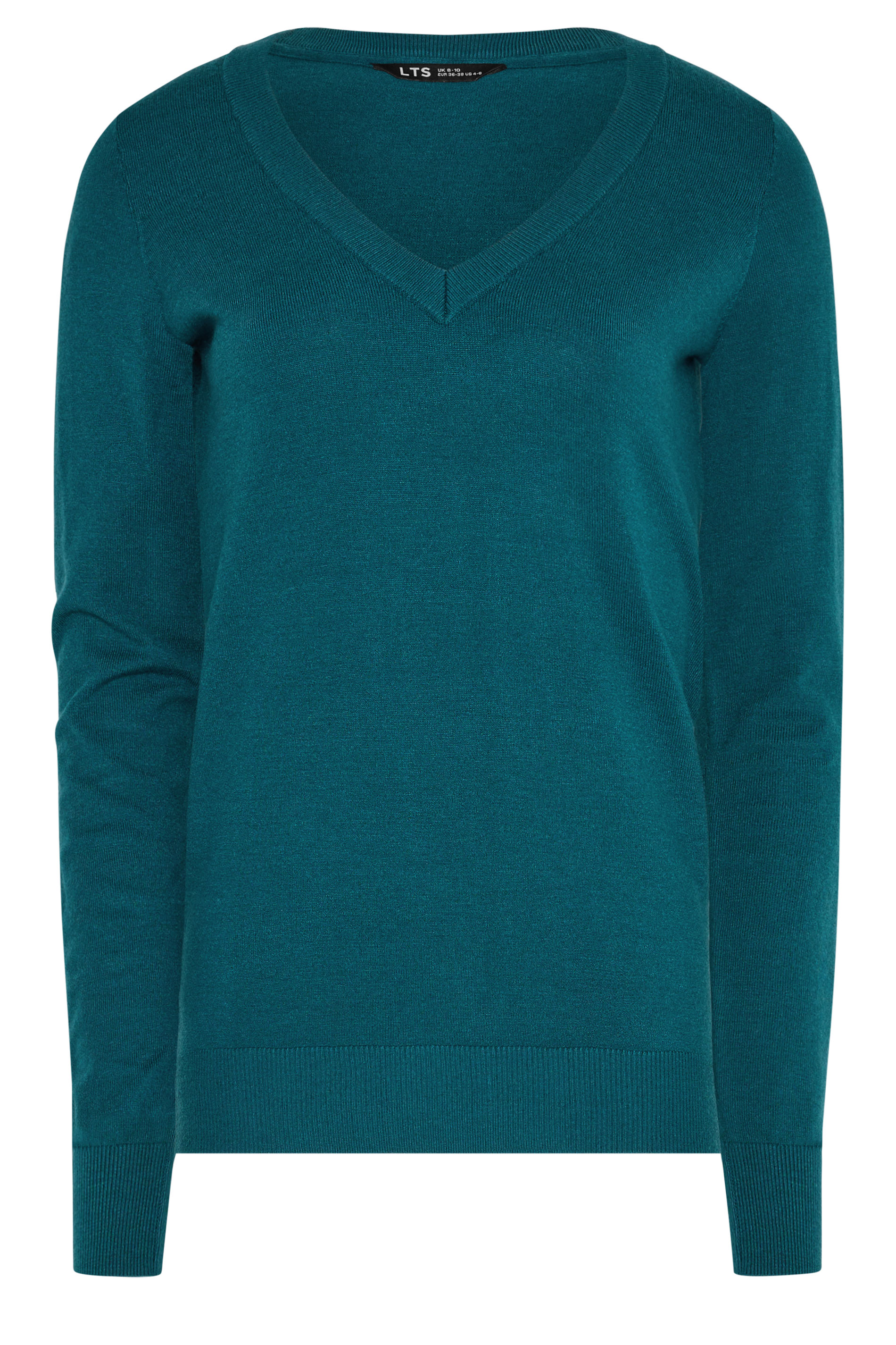 LTS Tall Women's Teal Blue Knitted V-Neck Jumper | Long Tall Sally 5