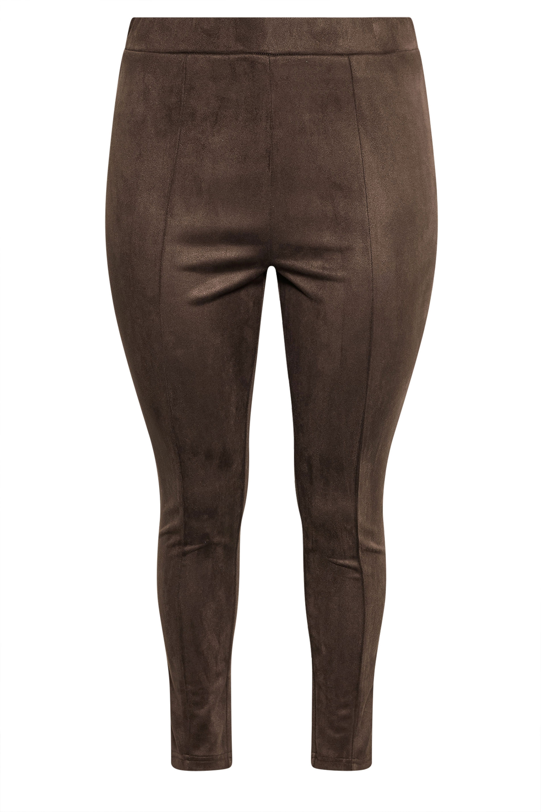 YOURS Plus Size Chocolate Brown Faux Suede Leggings | Yours Clothing 6