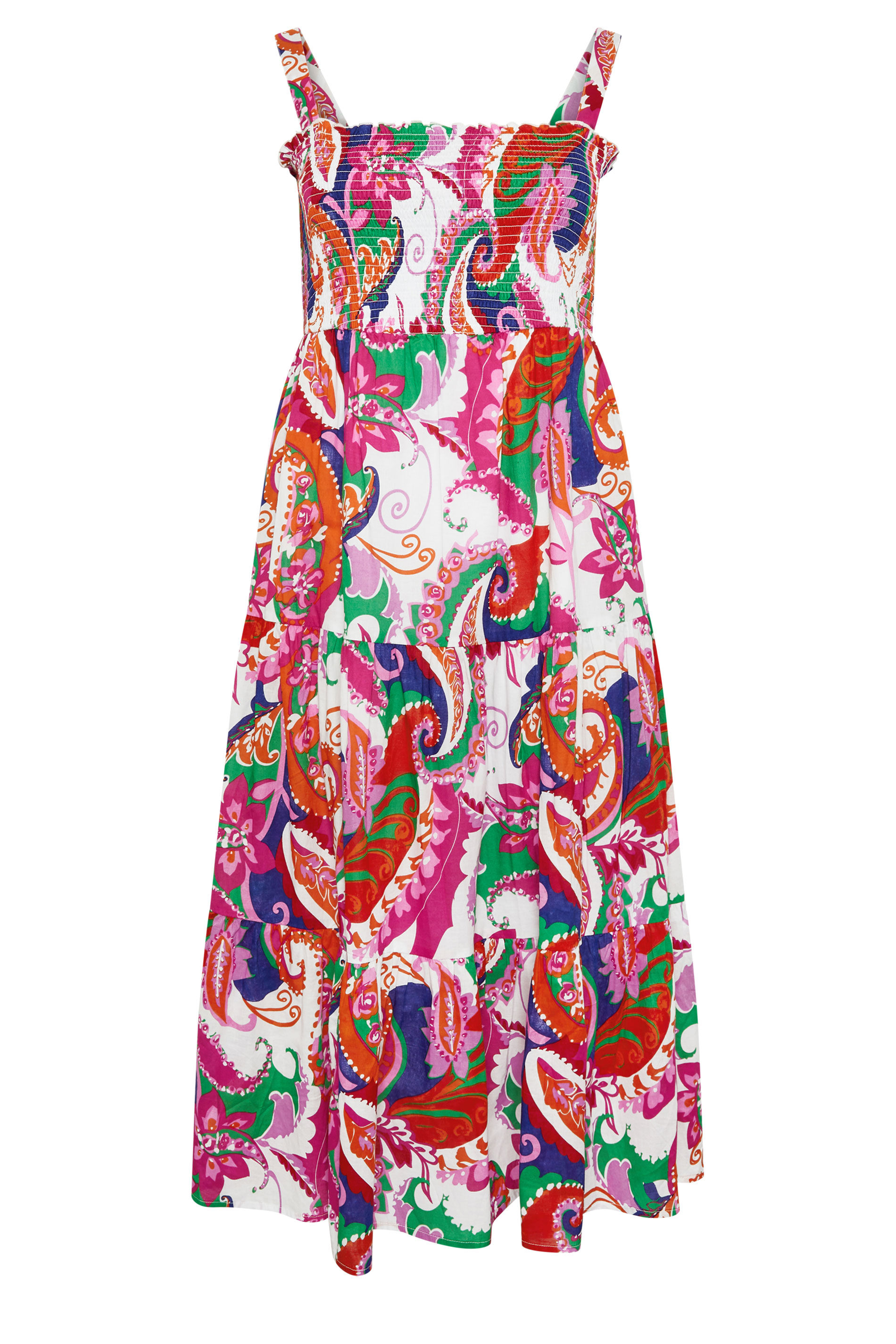 YOURS Plus Size Pink Abstract Shirred Sundress | Yours Clothing 5