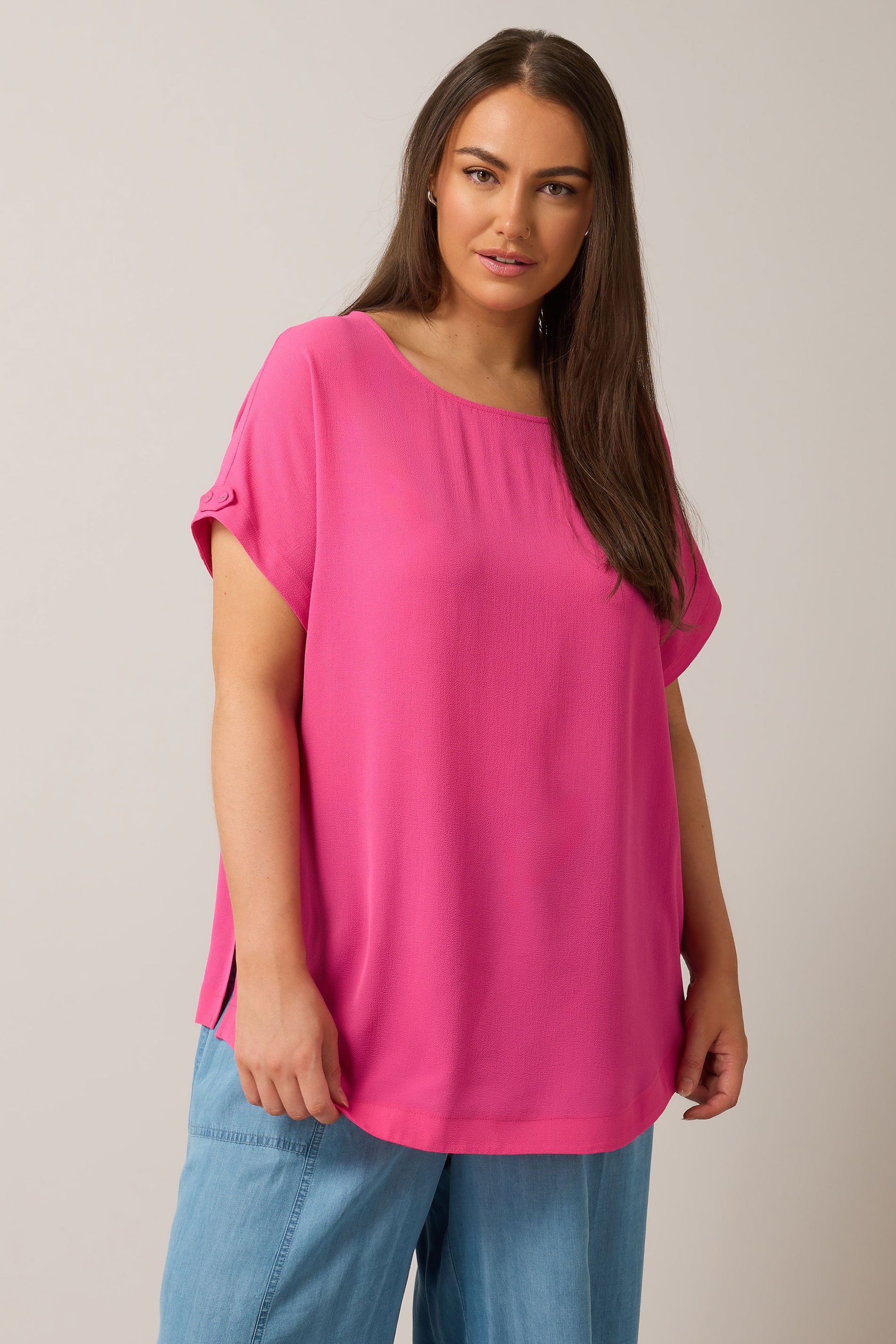 Evans Women's Pink Plus Button Sleeve Blouse Size 26-28