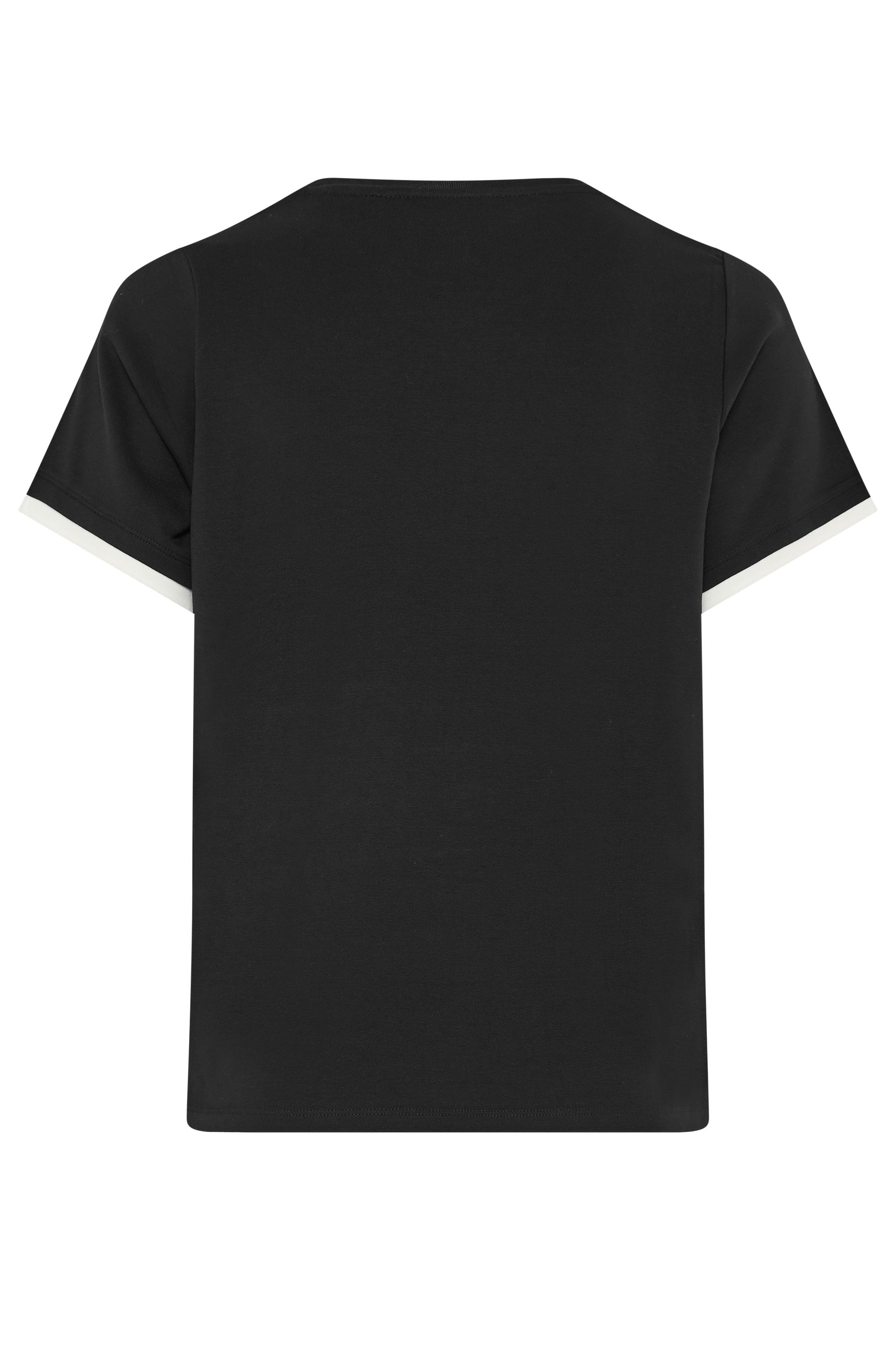 YOURS Plus Size Black Contrast Trim Ringer T-Shirt | Yours Clothing 6