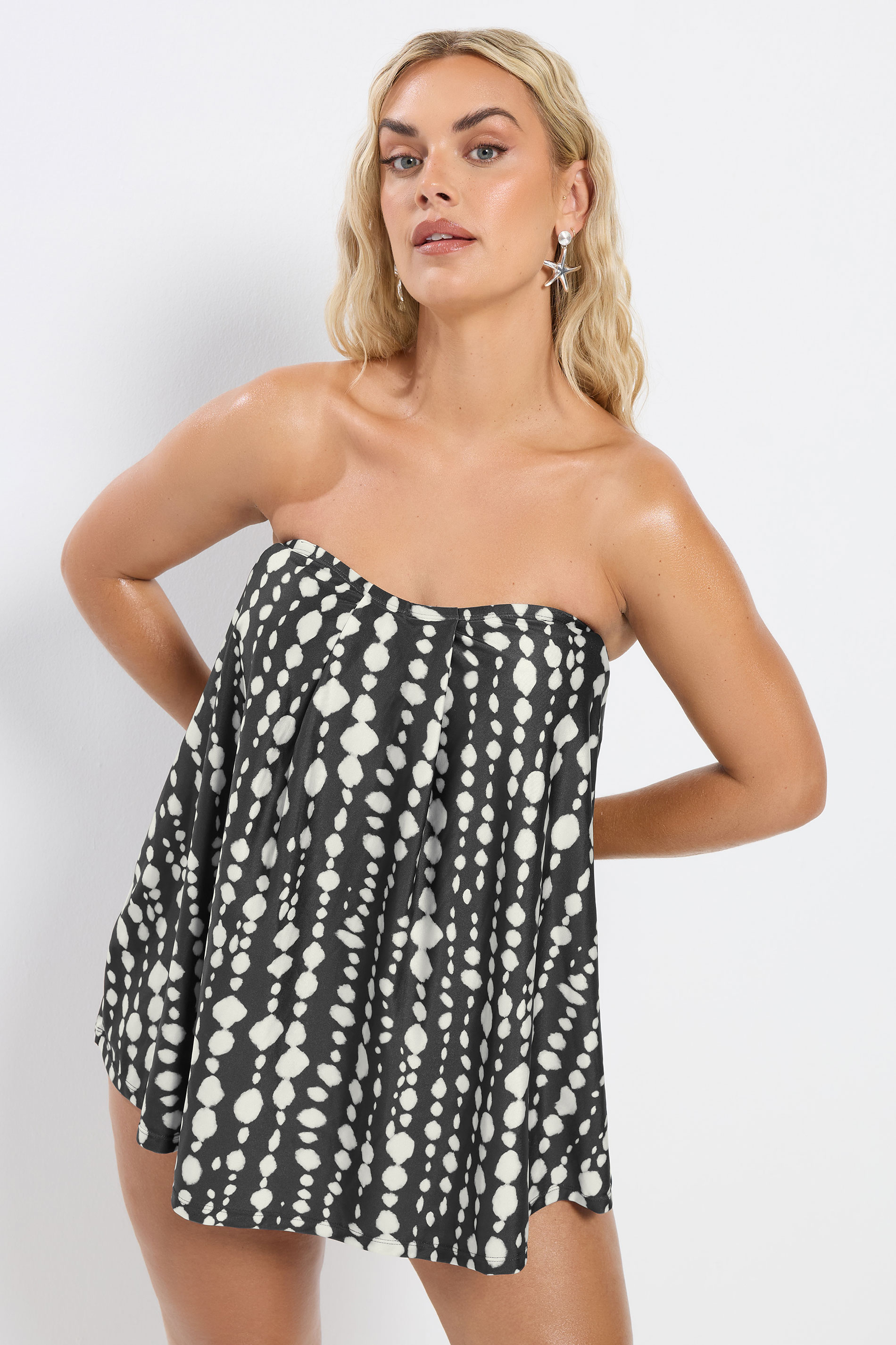 YOURS Plus Size Black Spot Print Tankini Top | Yours Clothing 4