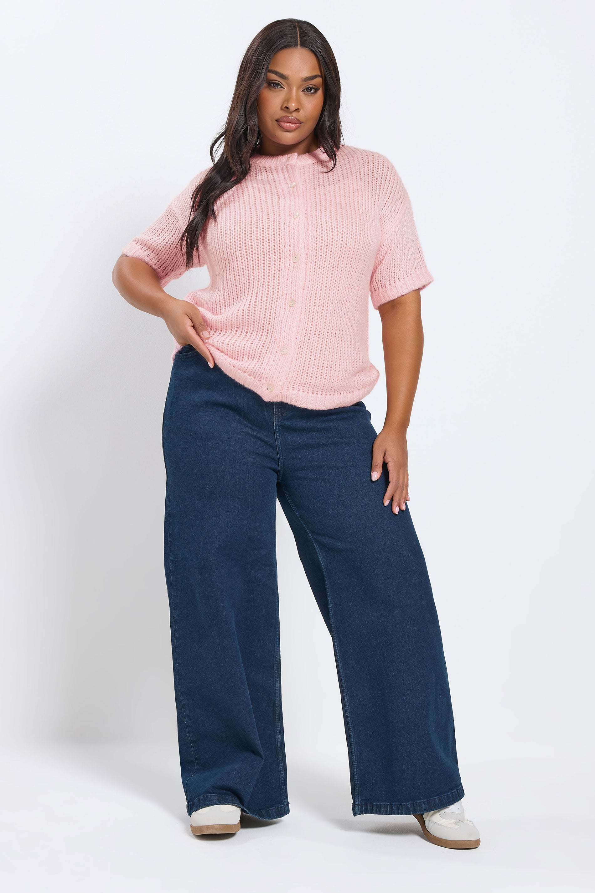 YOURS Plus Size Pink Short Sleeve Soft Touch Cardigan | Yours Clothing 1