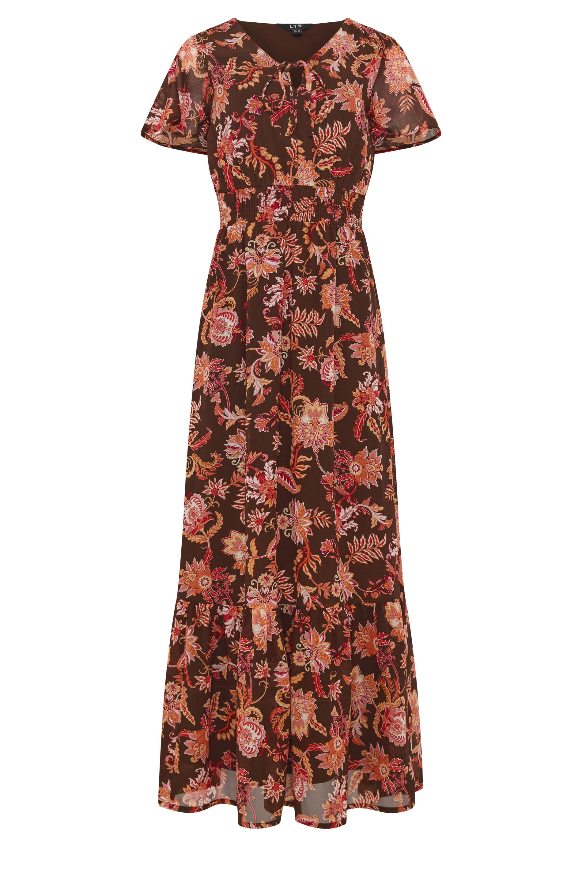 LTS Tall Women's Brown Floral Shirred Waist Maxi Dress | Long Tall Sally 5