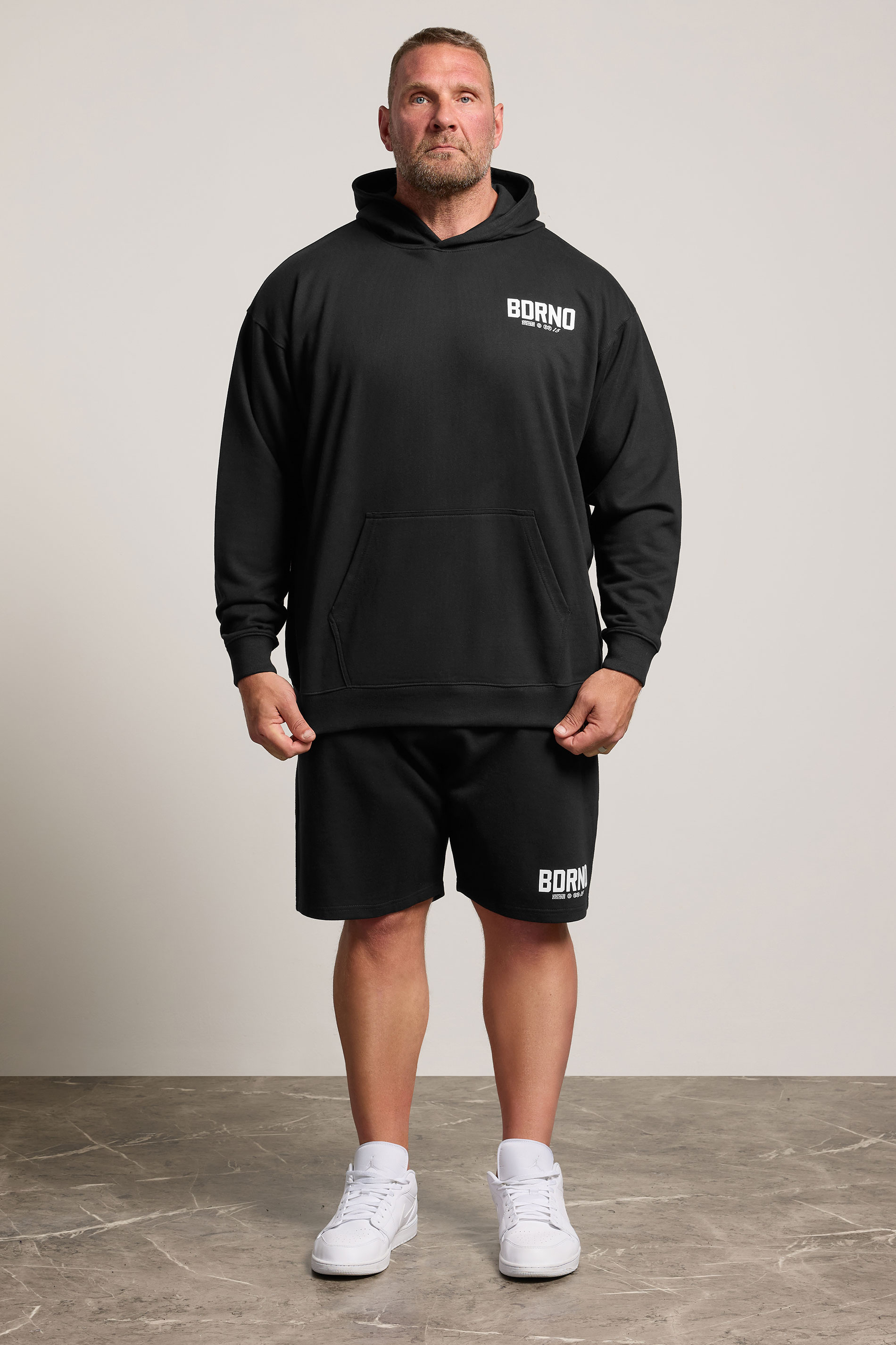 BDRNO Big & Tall Black Logo Jogger Shorts | BadRhino 1