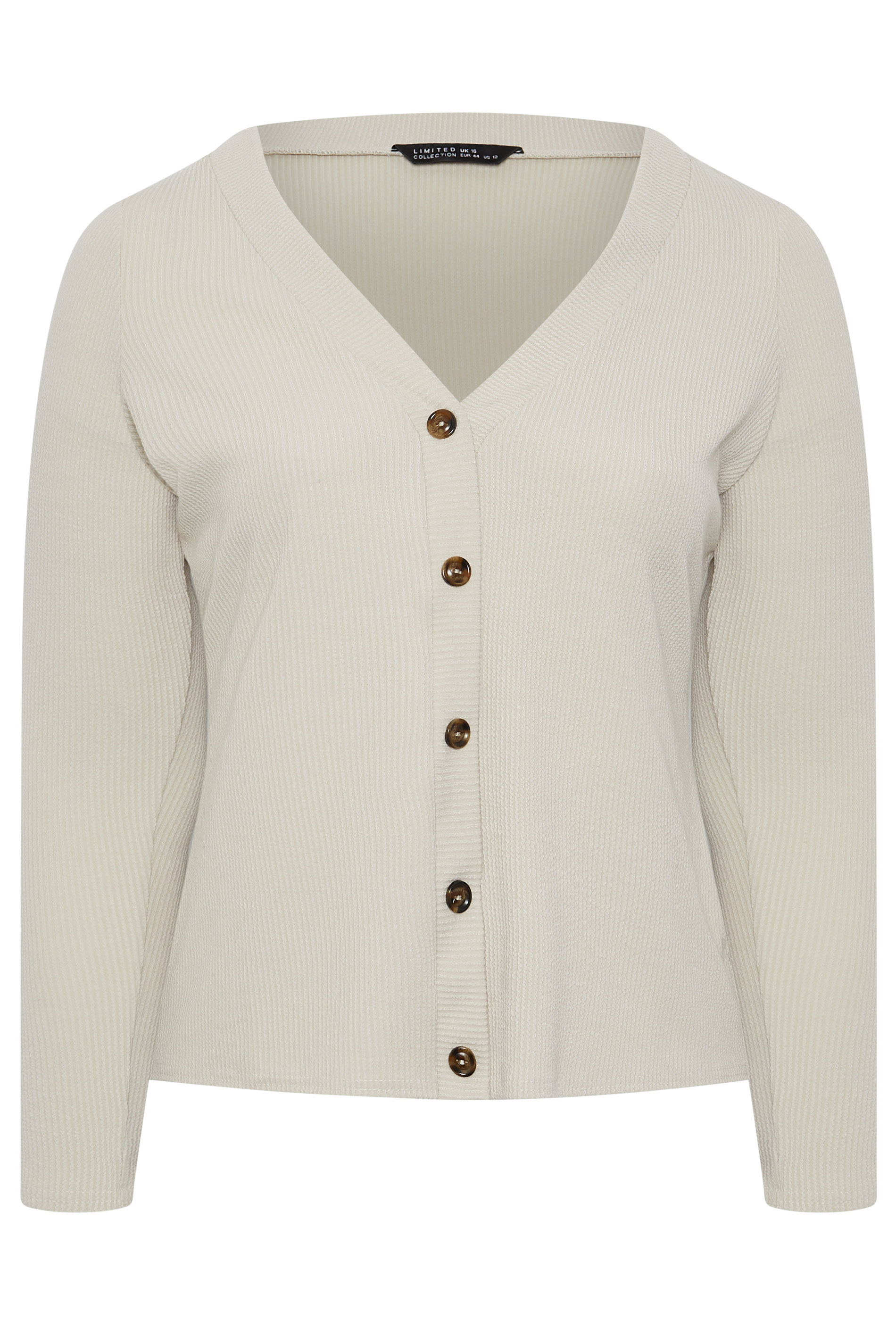LIMITED COLLECTION Plus Size Beige Ribbed Button Cardigan | Yours Clothing 5