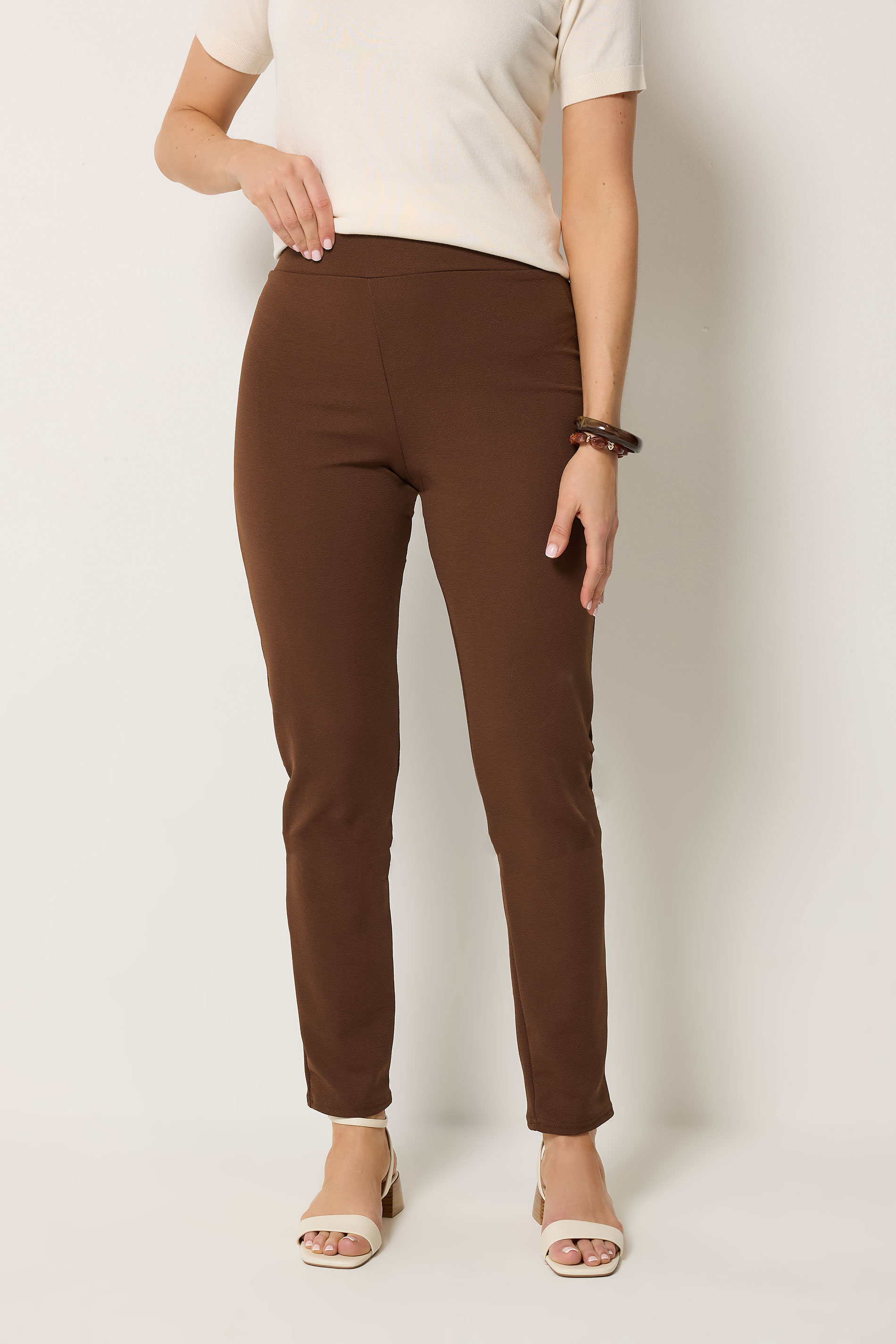 LTS Tall Chocolate Brown Slim Leg Trousers | Long Tall Sally 1