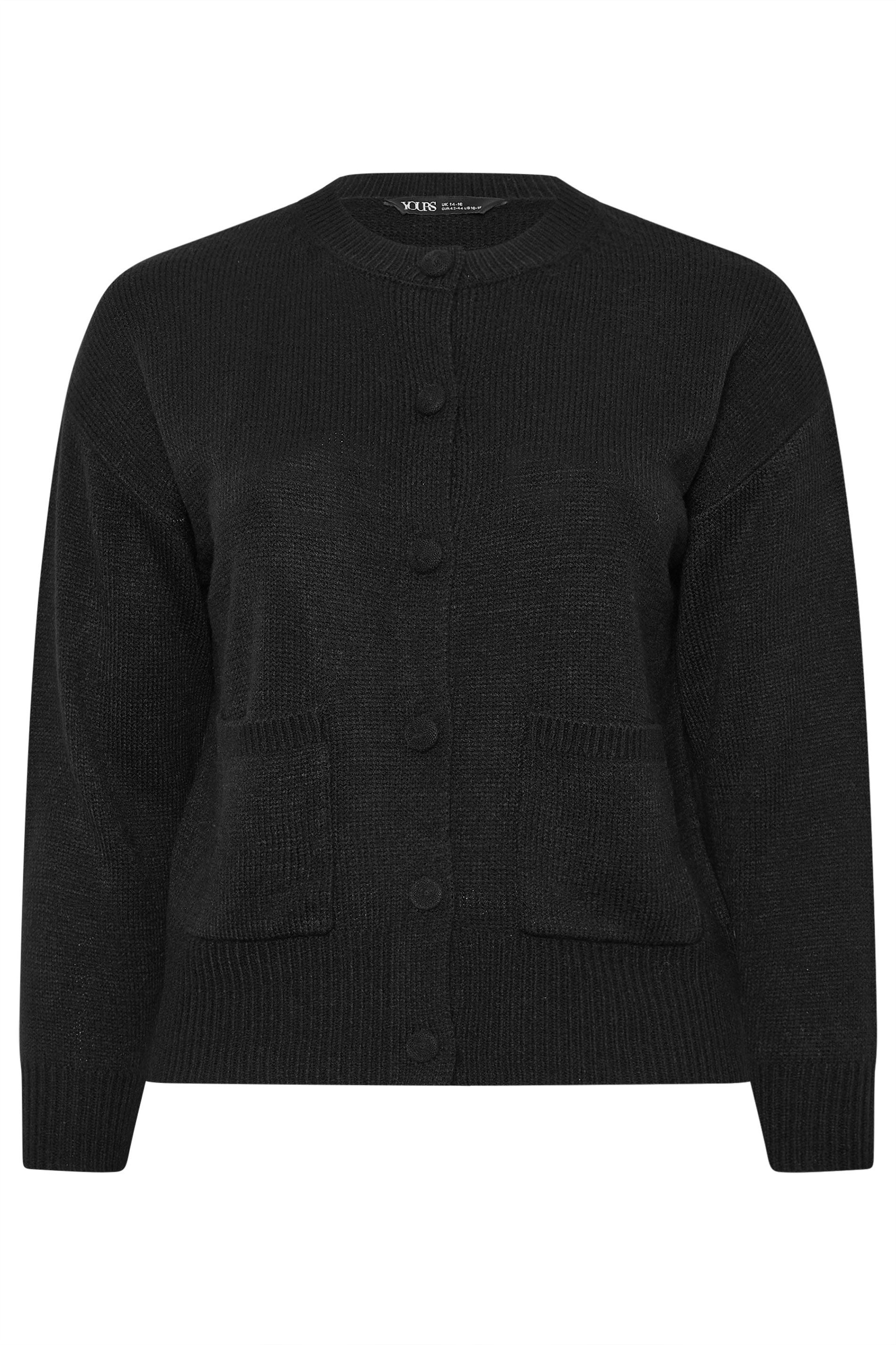 YOURS Plus Size Black Button Through Knitted Cardigan | Yours Clothing 5