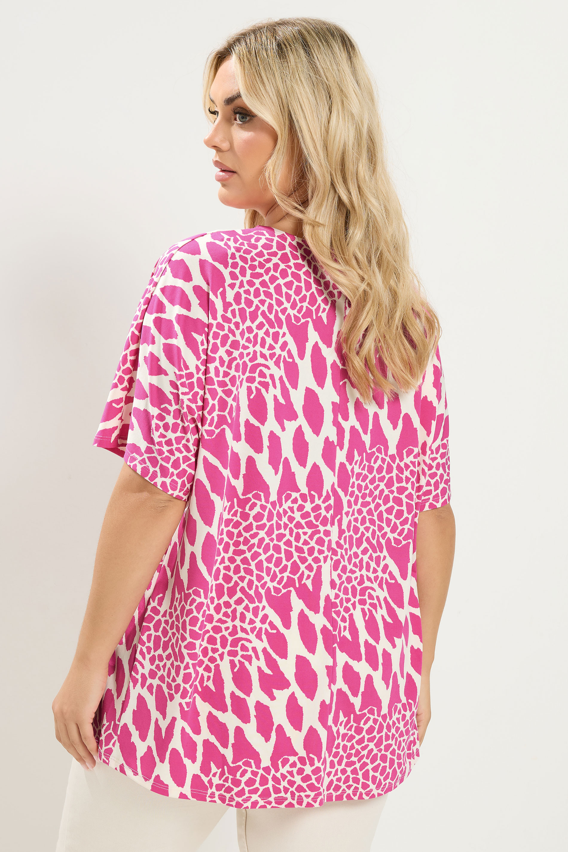 YOURS Plus Size Pink Abstract Pleat Front Top | yours Clothing 2