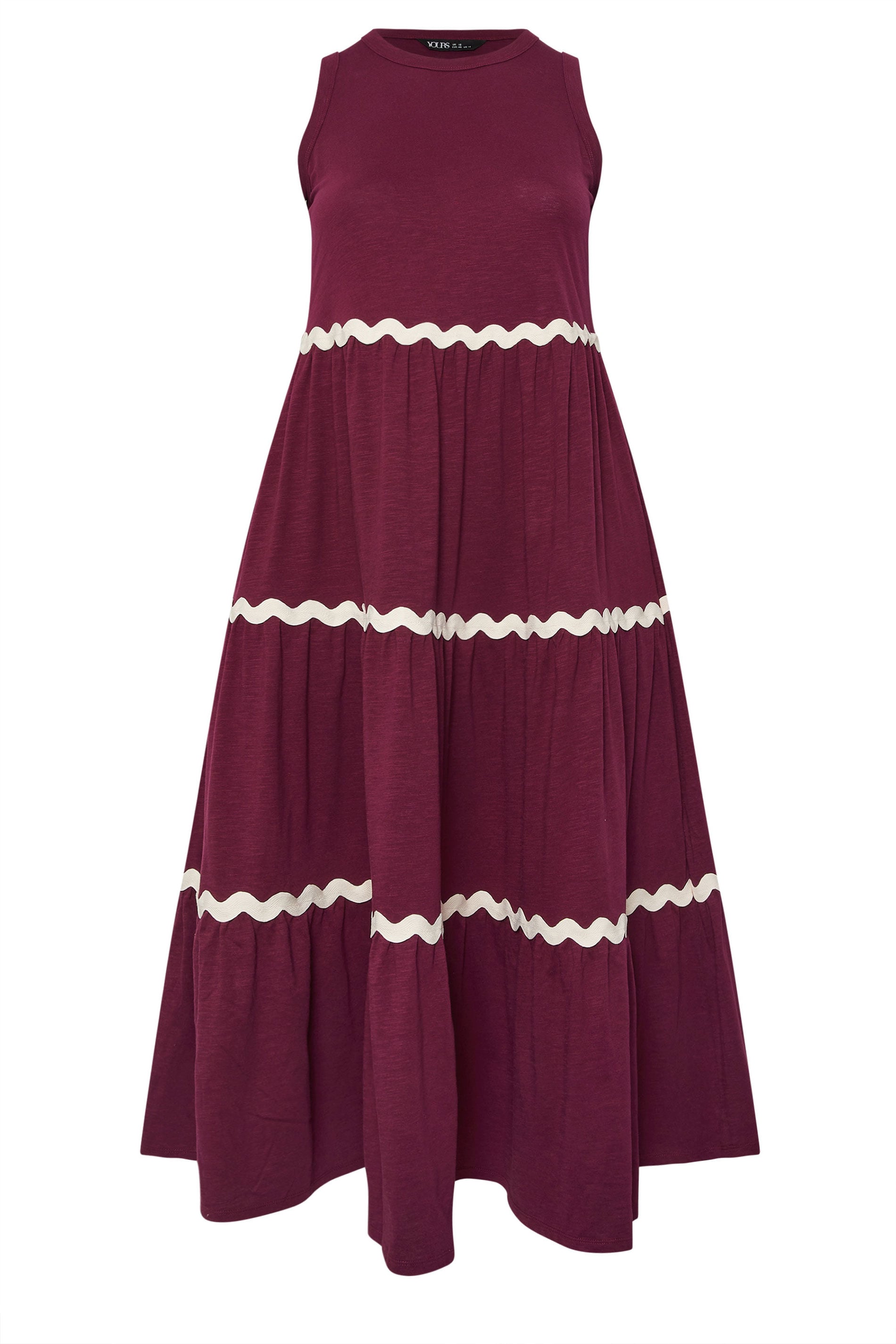 YOURS Plus Size Red Contrast Trim Tiered Maxi Dress | Yours Clothing 5