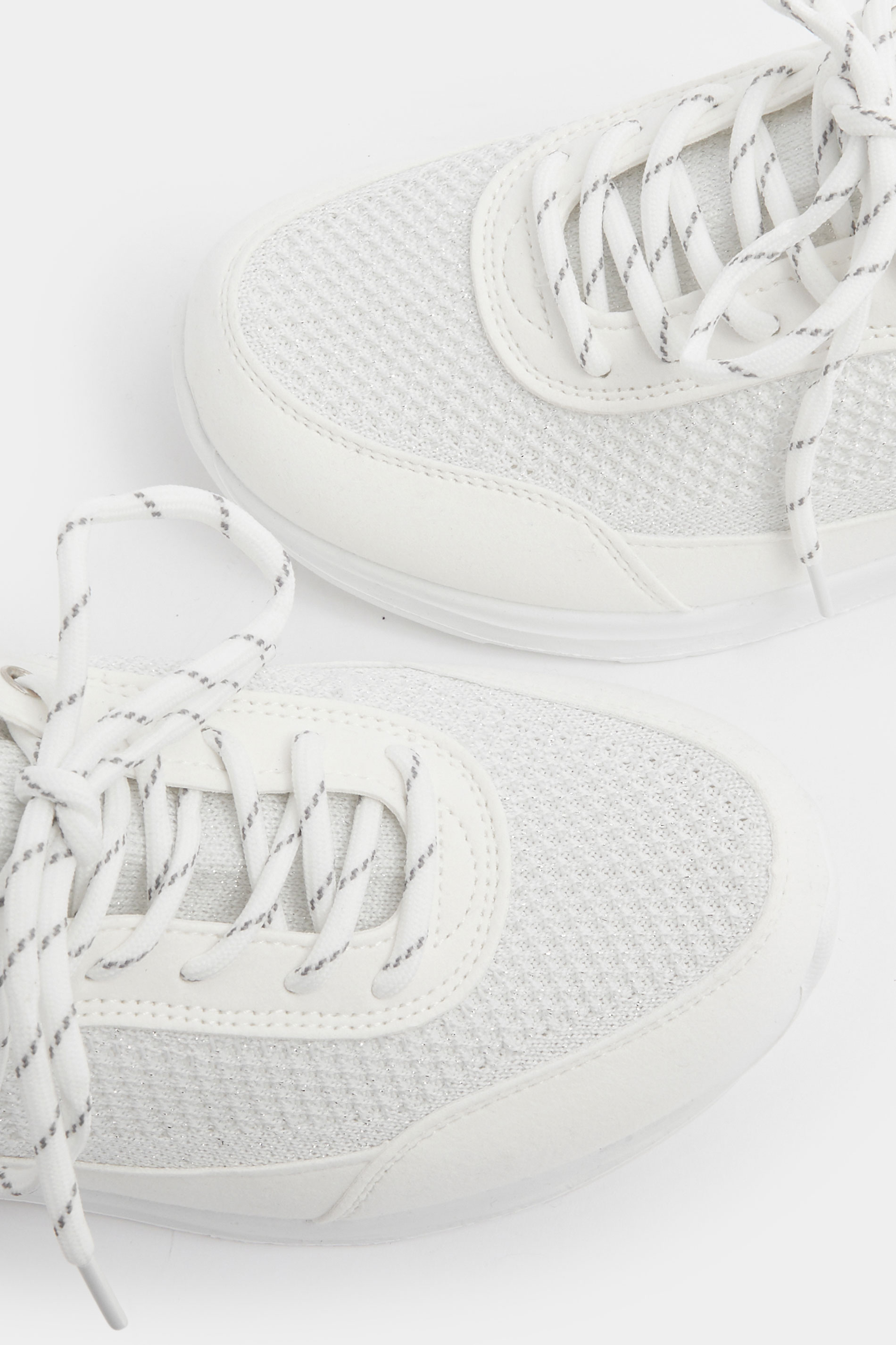 White Knitted Trainers In Extra Wide EEE Fit | Yours Clothing 5