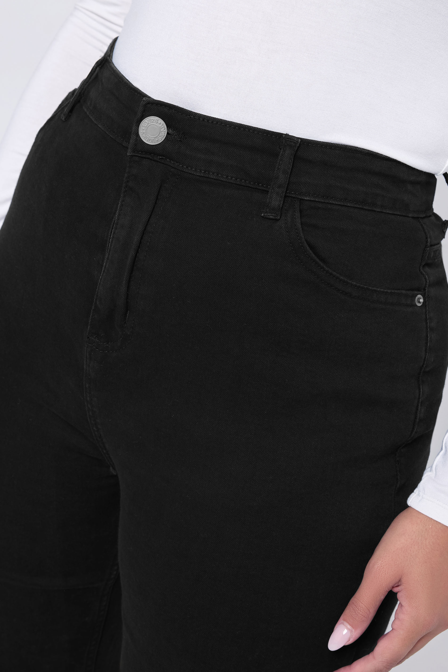 YOURS Plus Size Black Wide Leg Denim Jeans | Yours Clothing  4