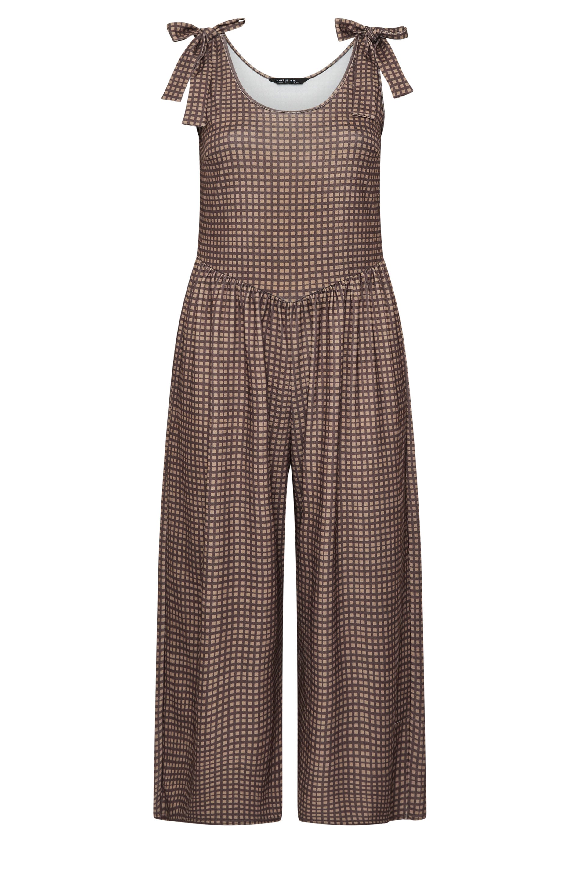 LIMITED COLLECTION Plus Size Brown Gingham Jumpsuit | Yours Clothing 1