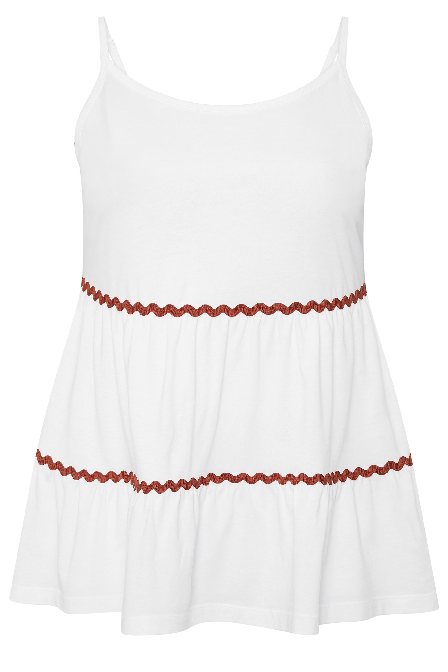 YOURS Plus Size White Tiered Trim Vest Top | Yours Clothing 5