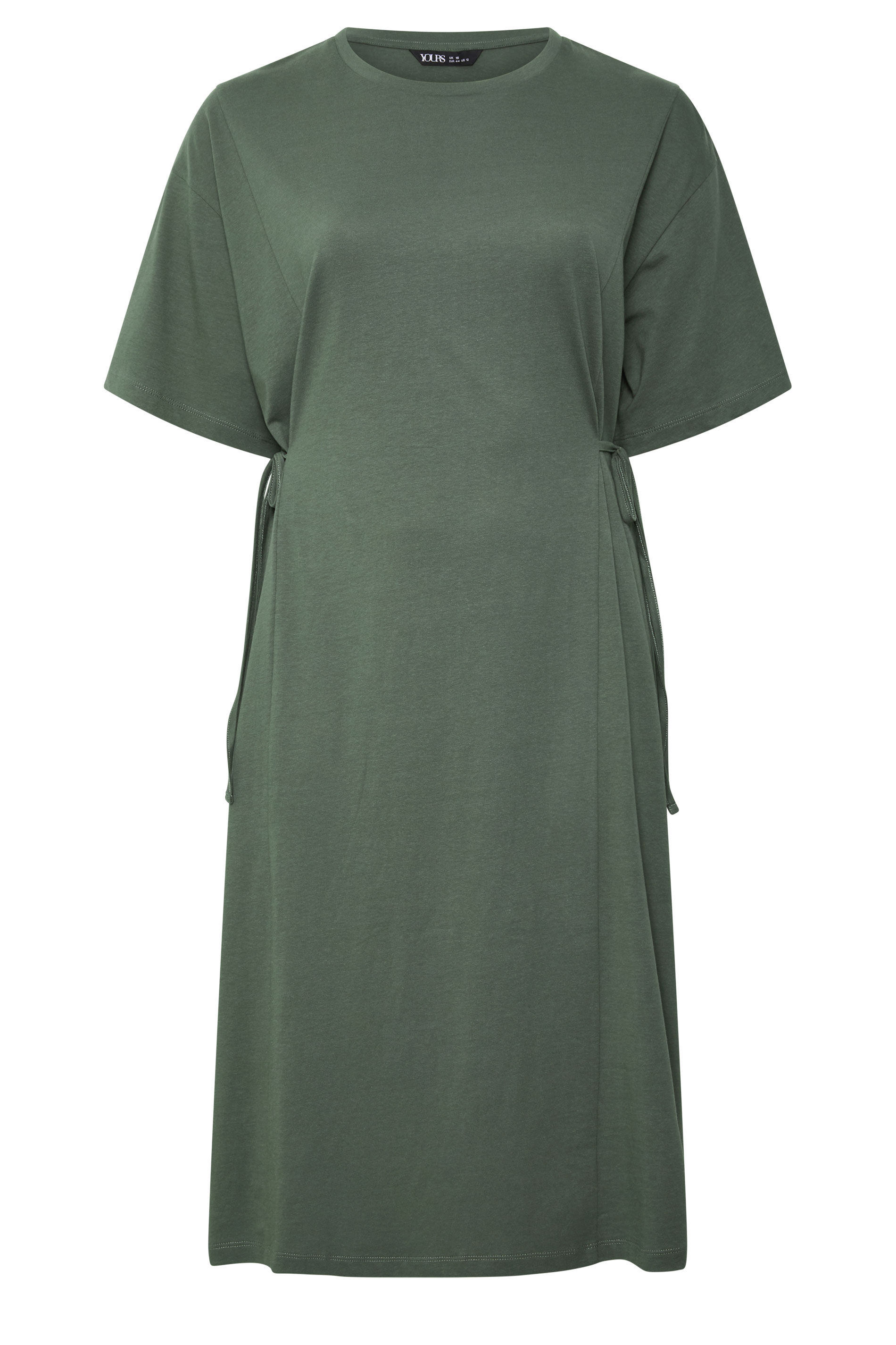YOURS Plus Size Khaki Green Front Tie Midi Dress | Yours Clothing 5