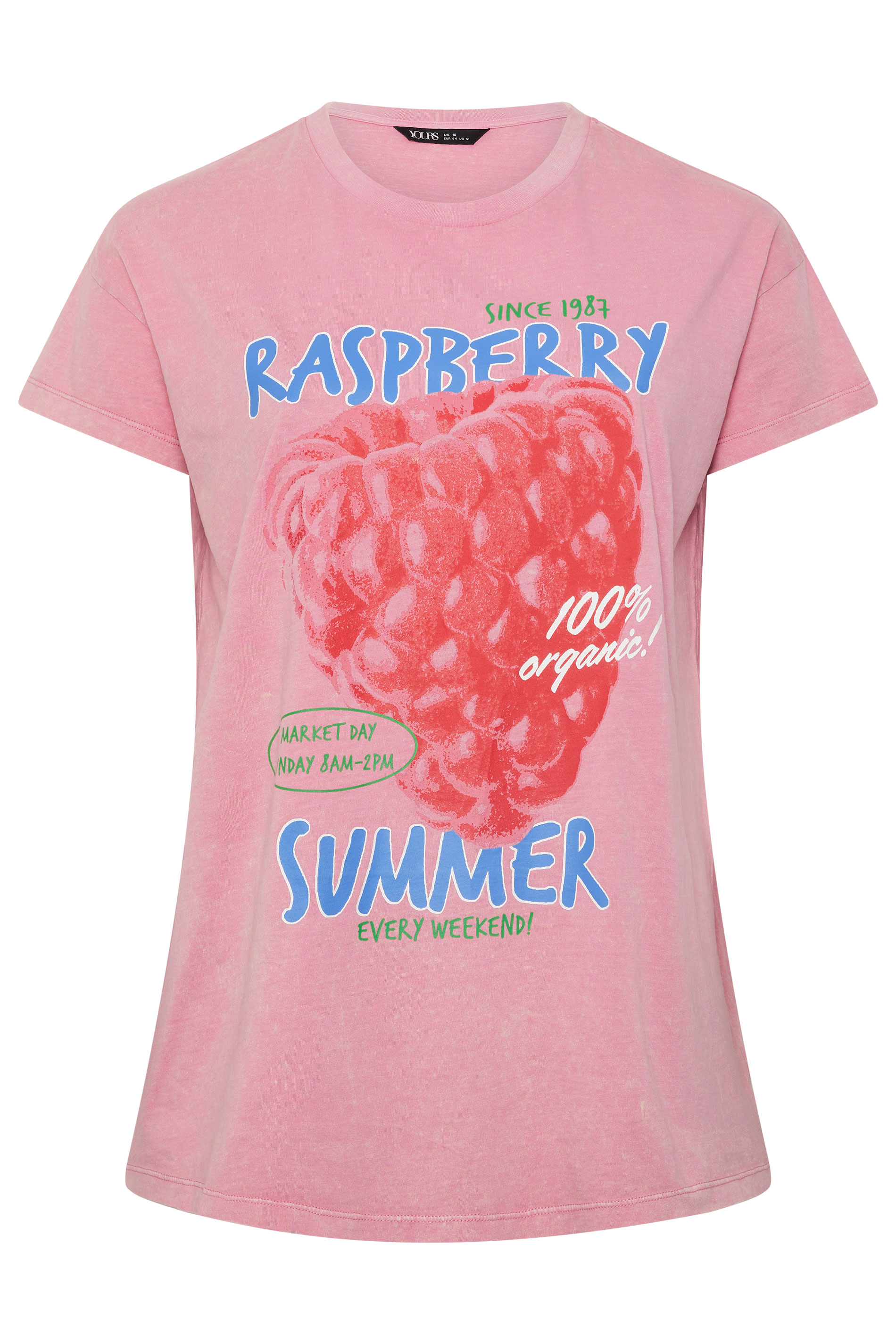 YOURS Plus Size Pink Acid Wash 'Raspberry Summer' T-Shirt | Yours Clothing 6