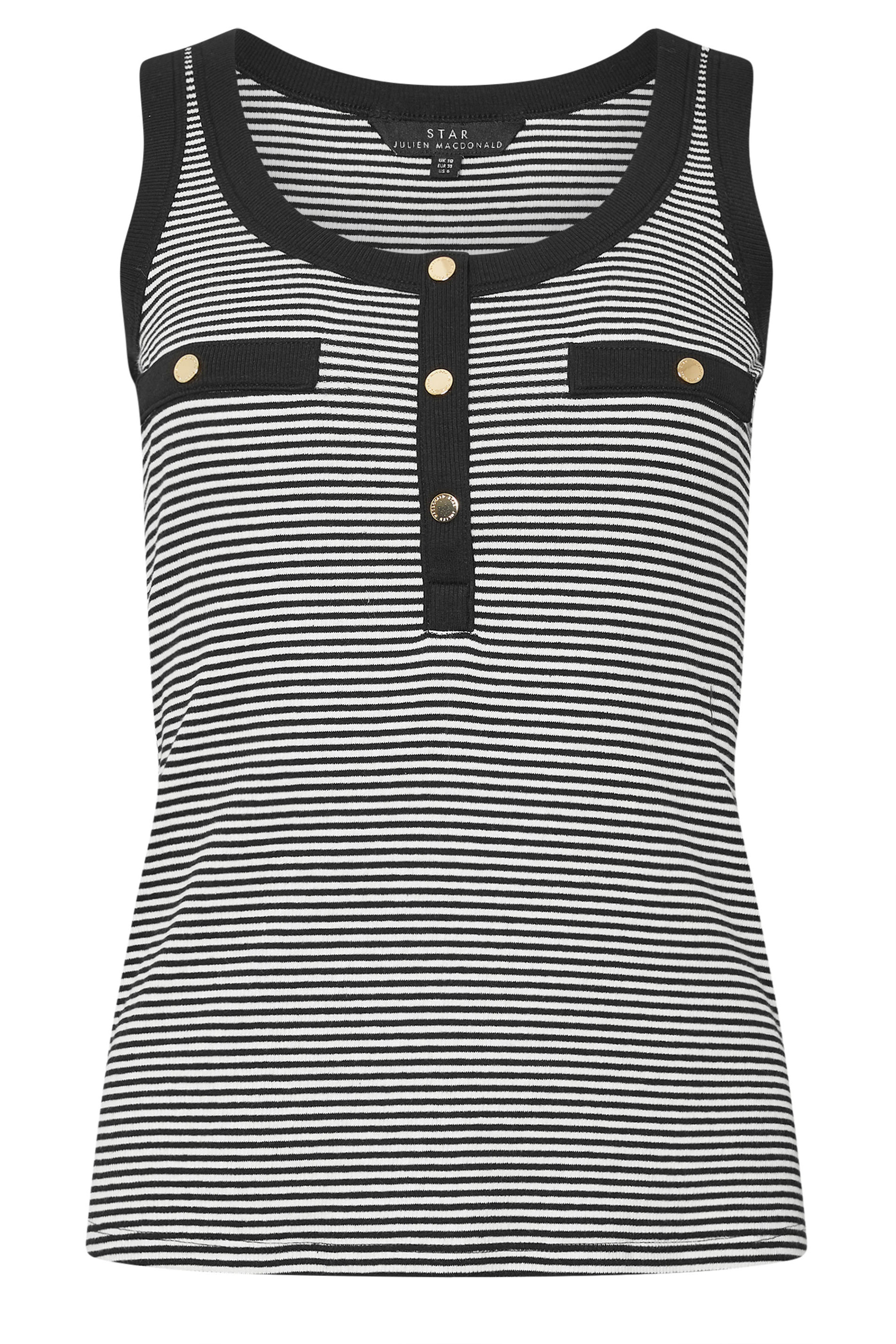STAR Black Striped Ribbed Button Vest Top | StarByJM 6