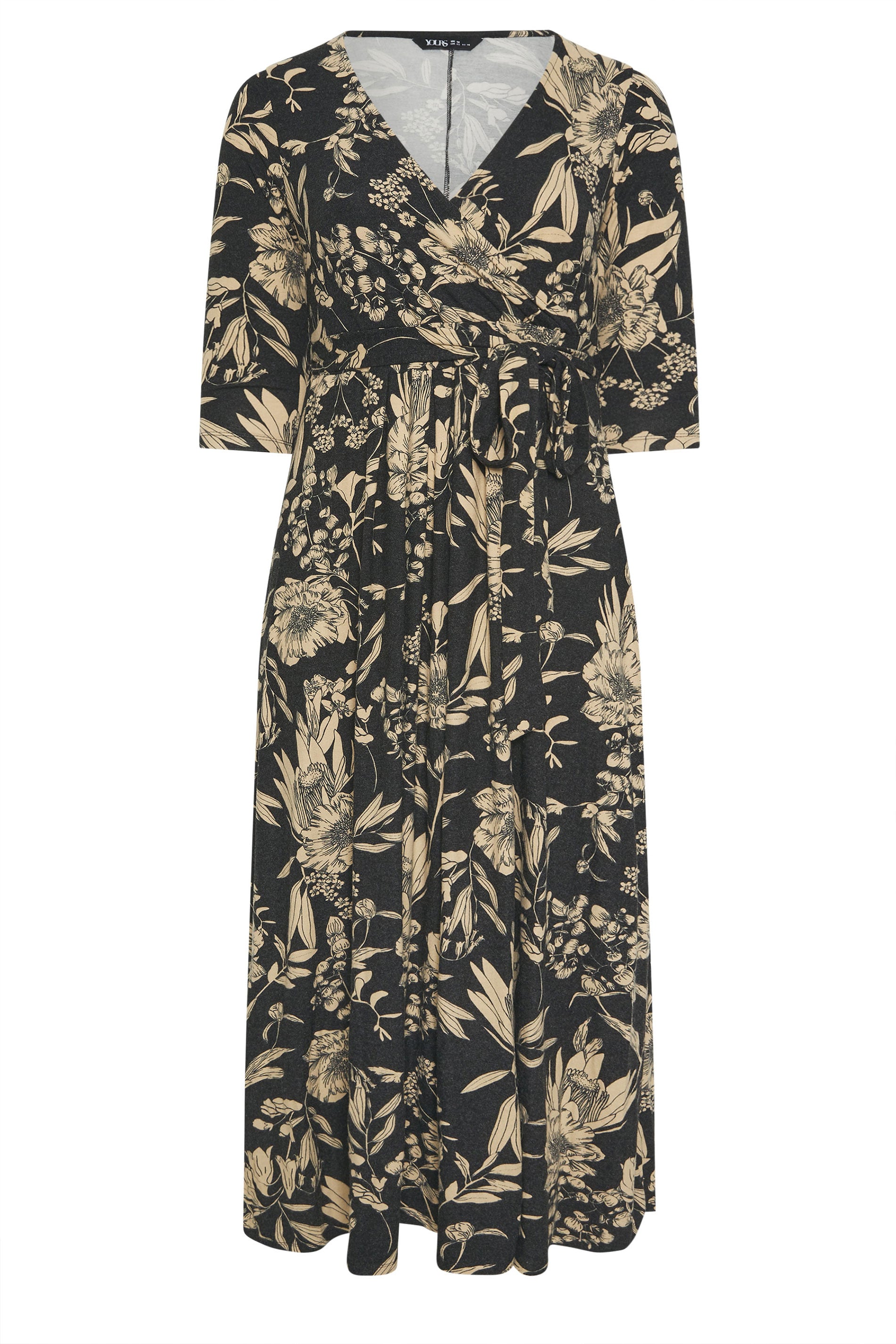 YOURS Plus Size Black Soft Touch Floral Wrap Dress | Yours Clothing 5
