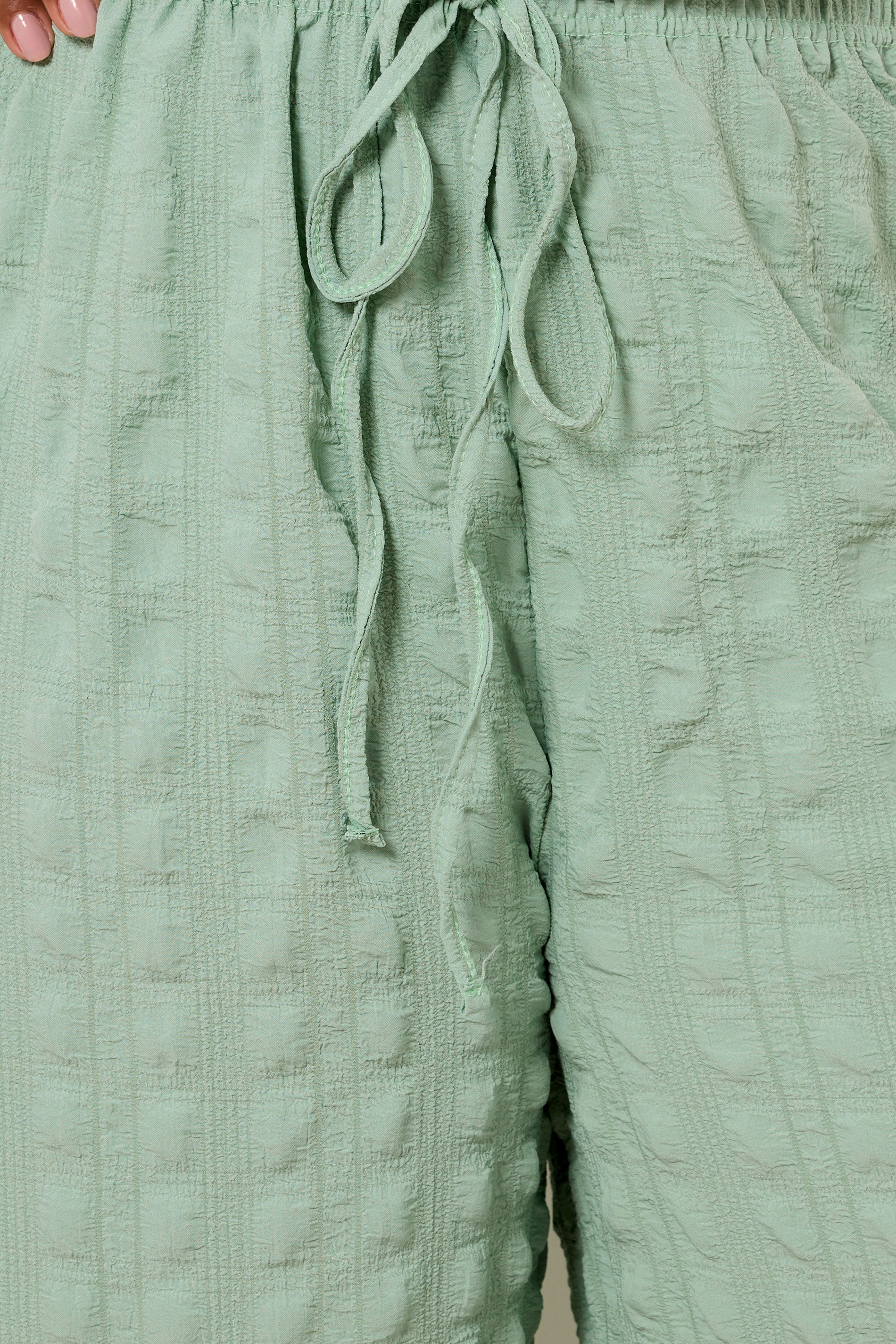 YOURS Plus Size Sage Green Textured Tie Waist Culottes | Yours Clothing 4