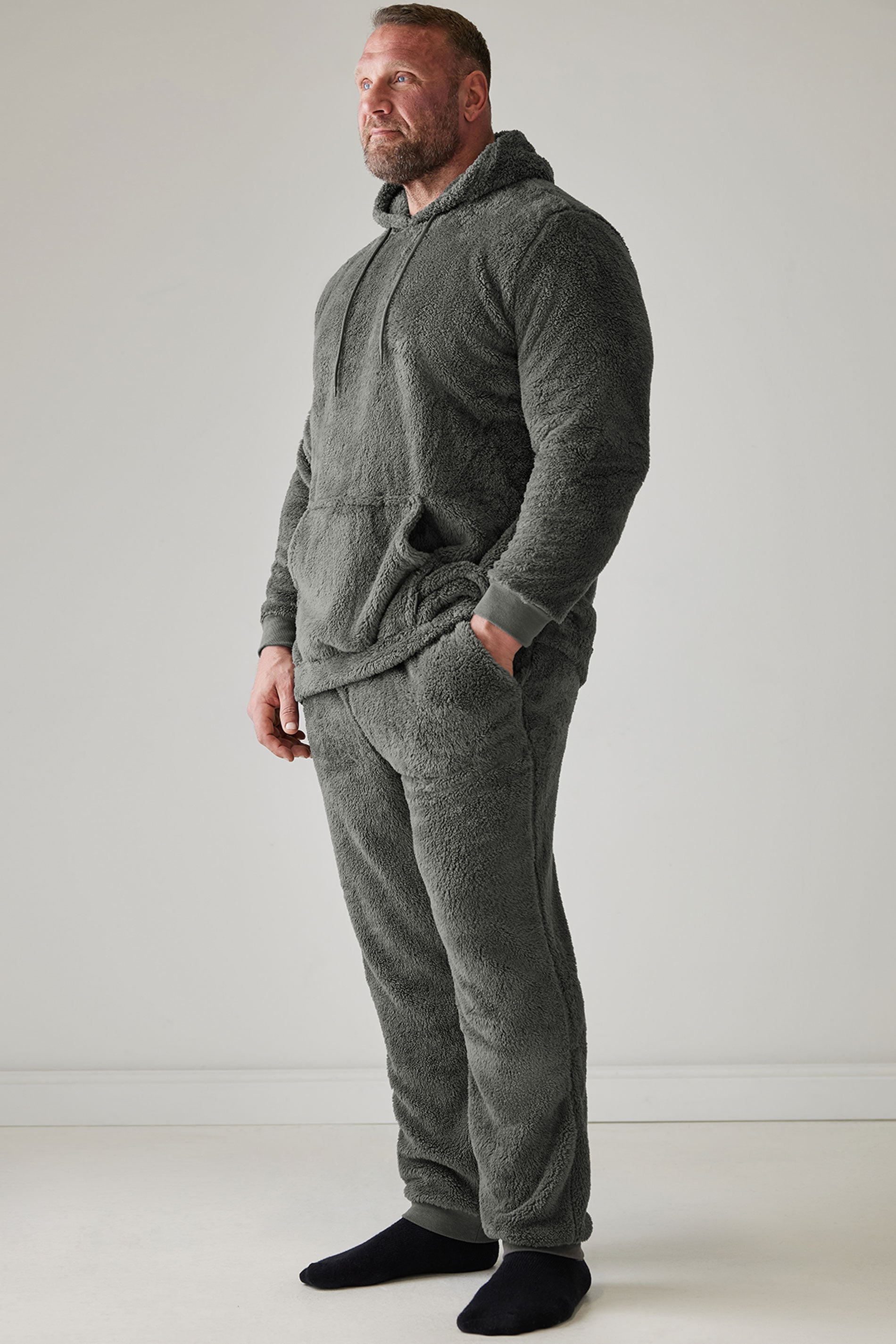 BadRhino Big & Tall Charcoal Grey Super Soft Borg Lounge Set | BadRhino 3