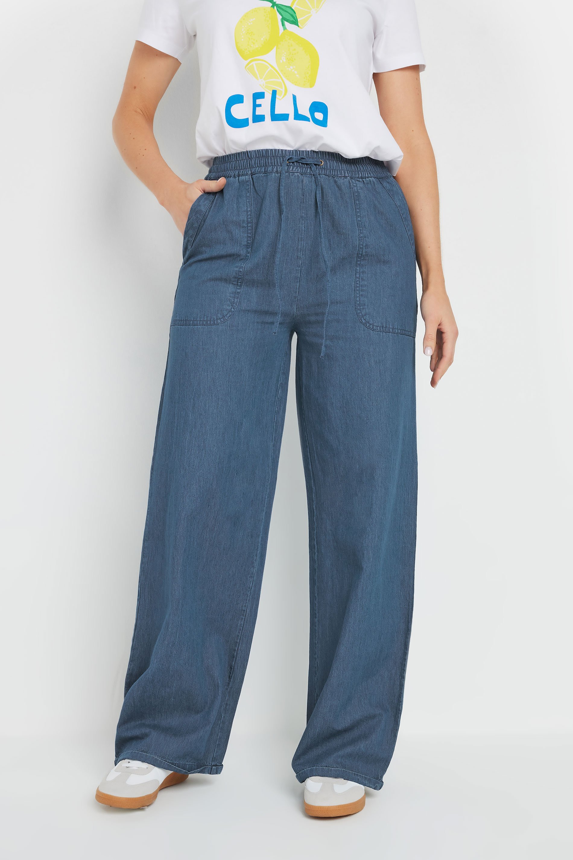 LTS Tall Blue Denim Wide Leg Jogger | Long Tall Sally 3