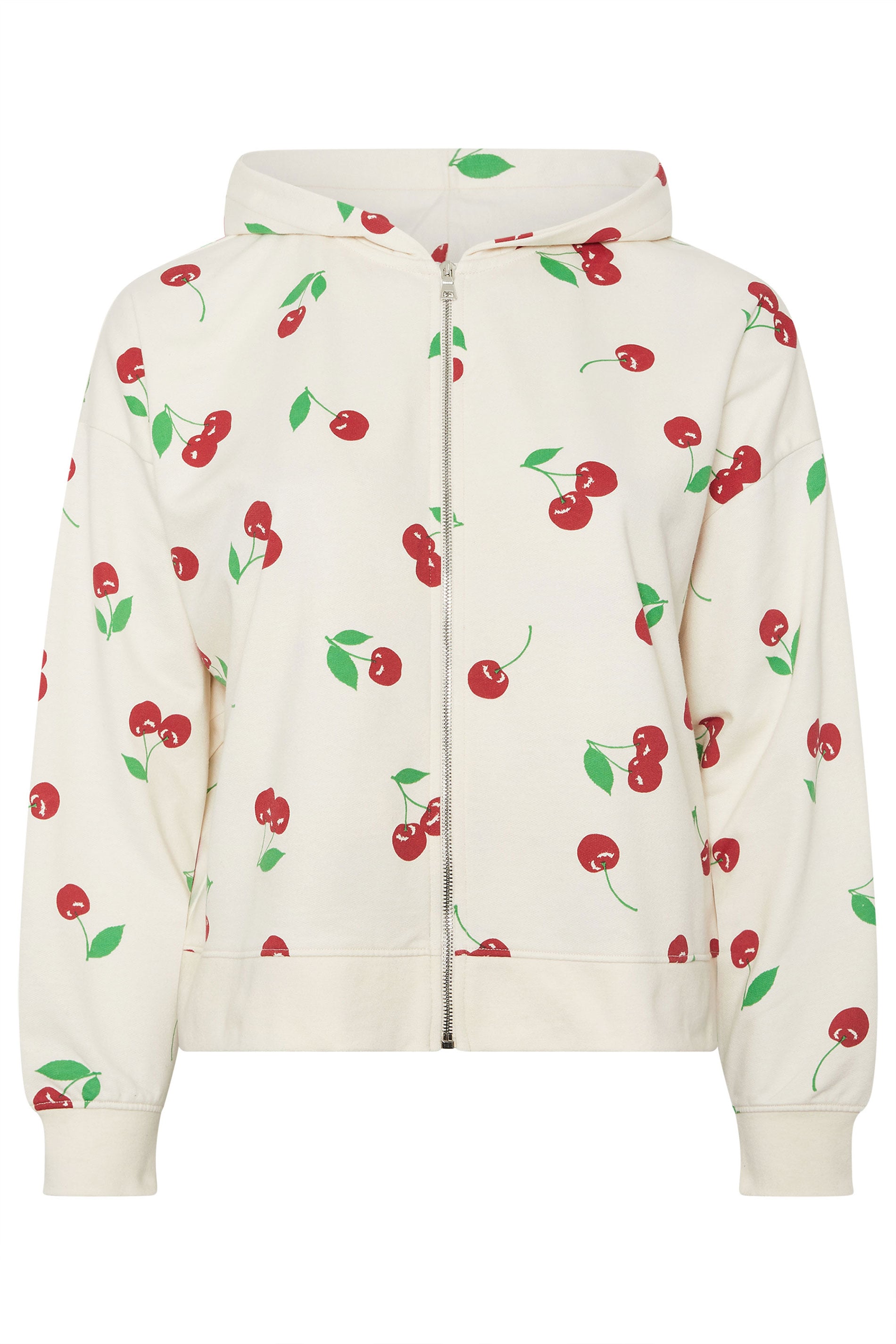 LIMITED COLLECTION Plus Size Cream Cherry Zip Through Hoodie | Yours Clothing 5