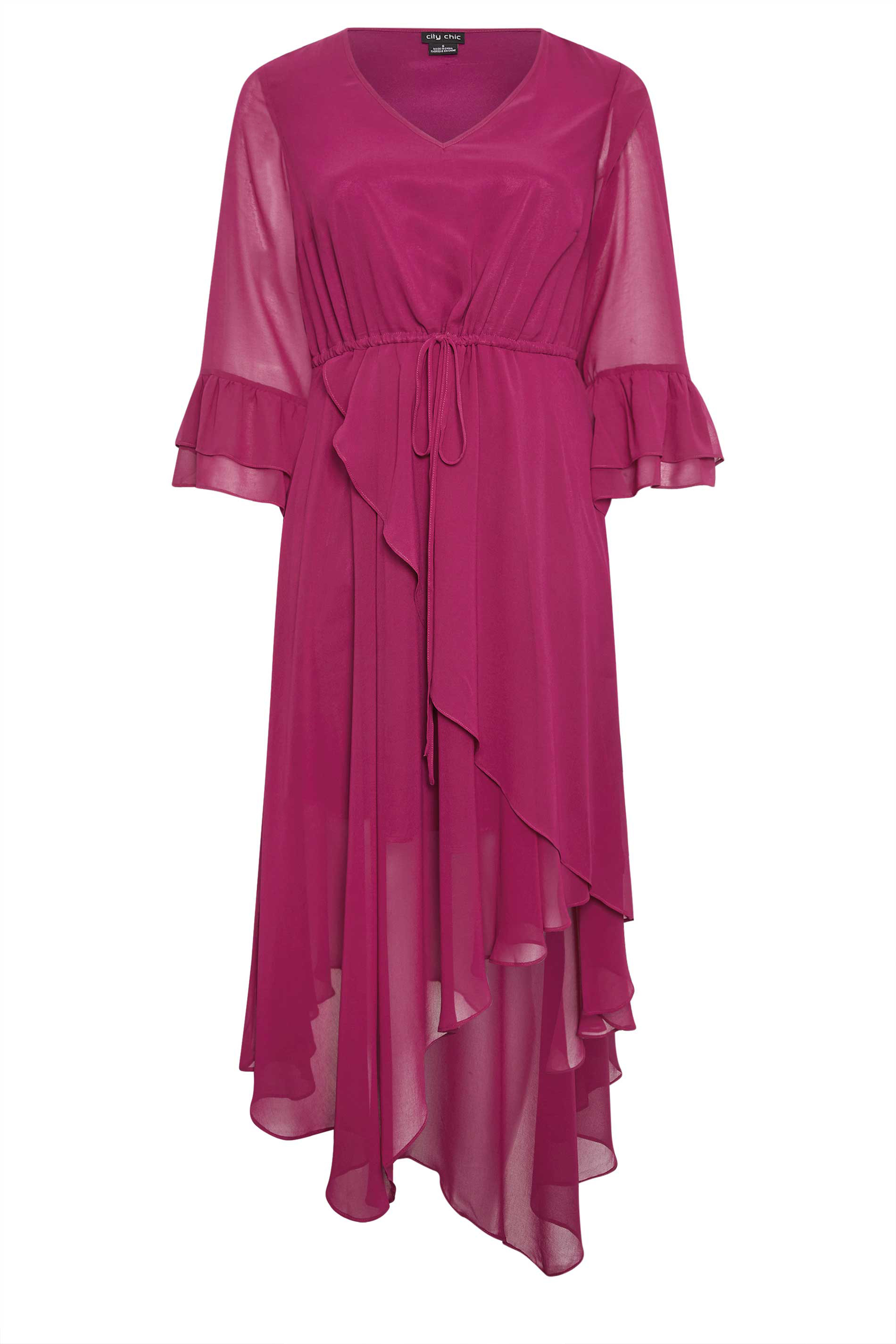 Evans Berry Pink Layered Chiffon Maxi Dress | Evans
