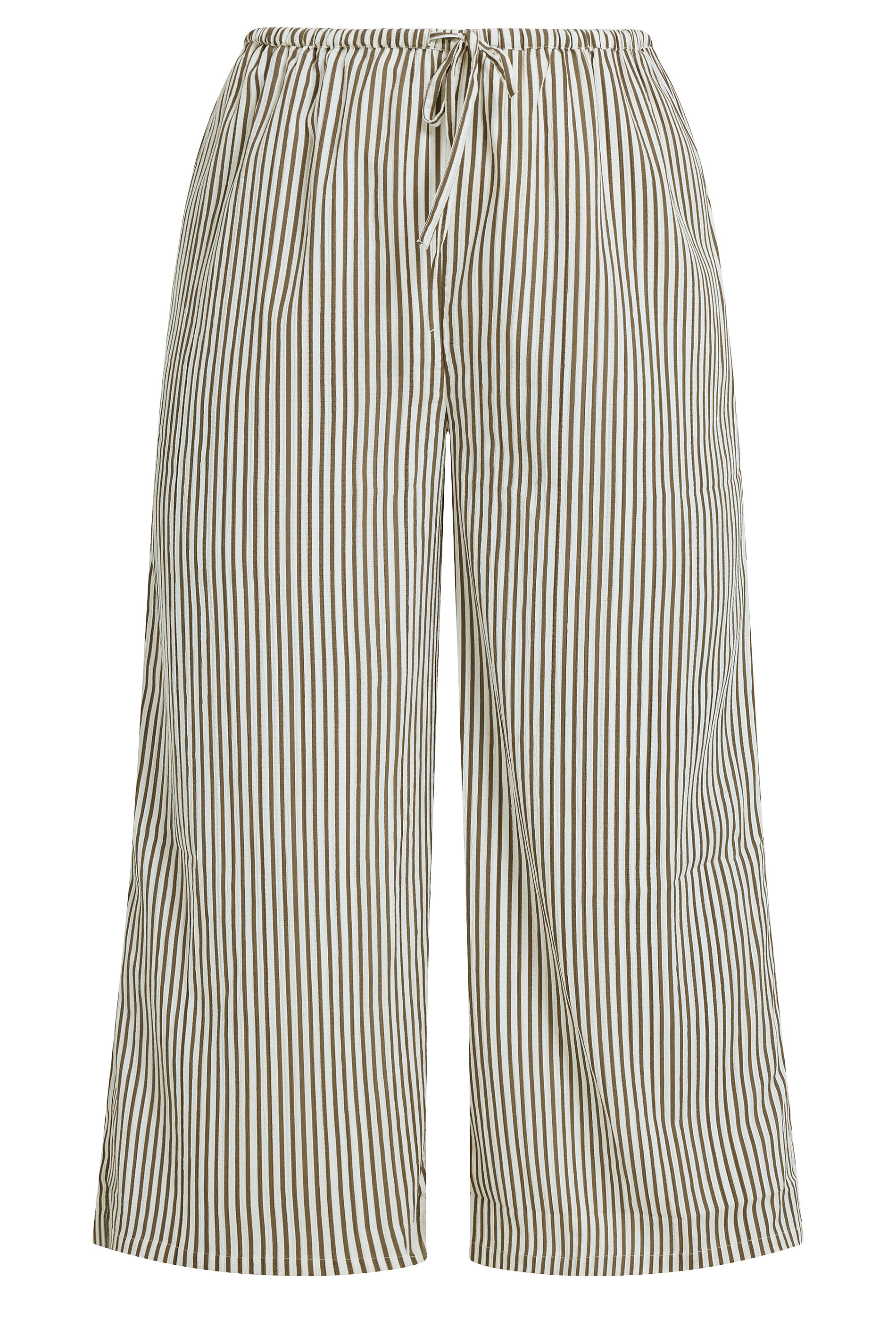 YOURS Plus Size Brown & White Striped Wide Leg Trousers | Yours Clothing 5