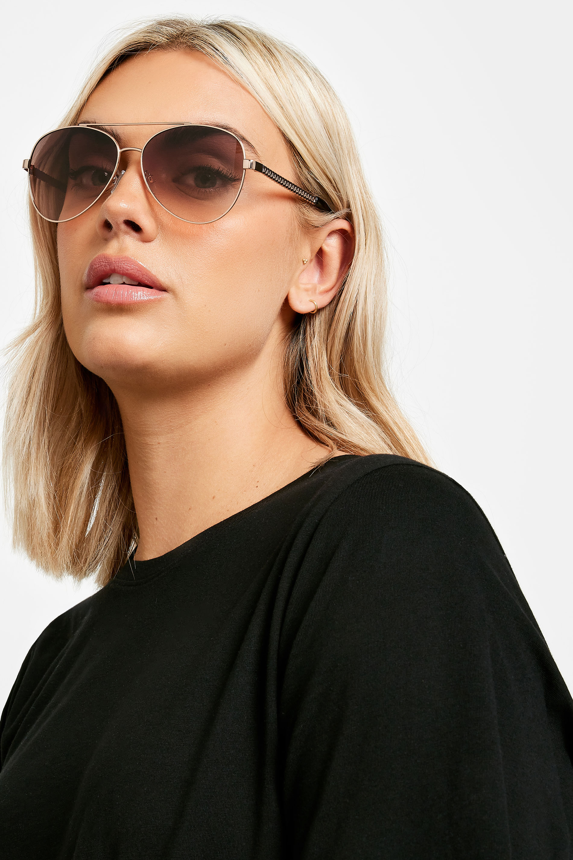 Rose Gold Tone Aviator Sunglasses | Yours Clothing  1