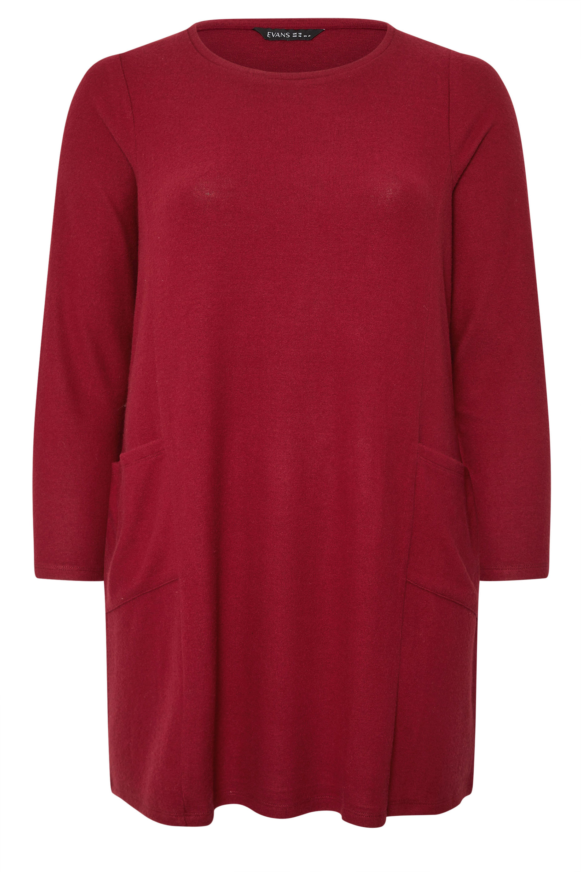 EVANS Plus Size Red Front Pocket Tunic Jumper | Evans  5