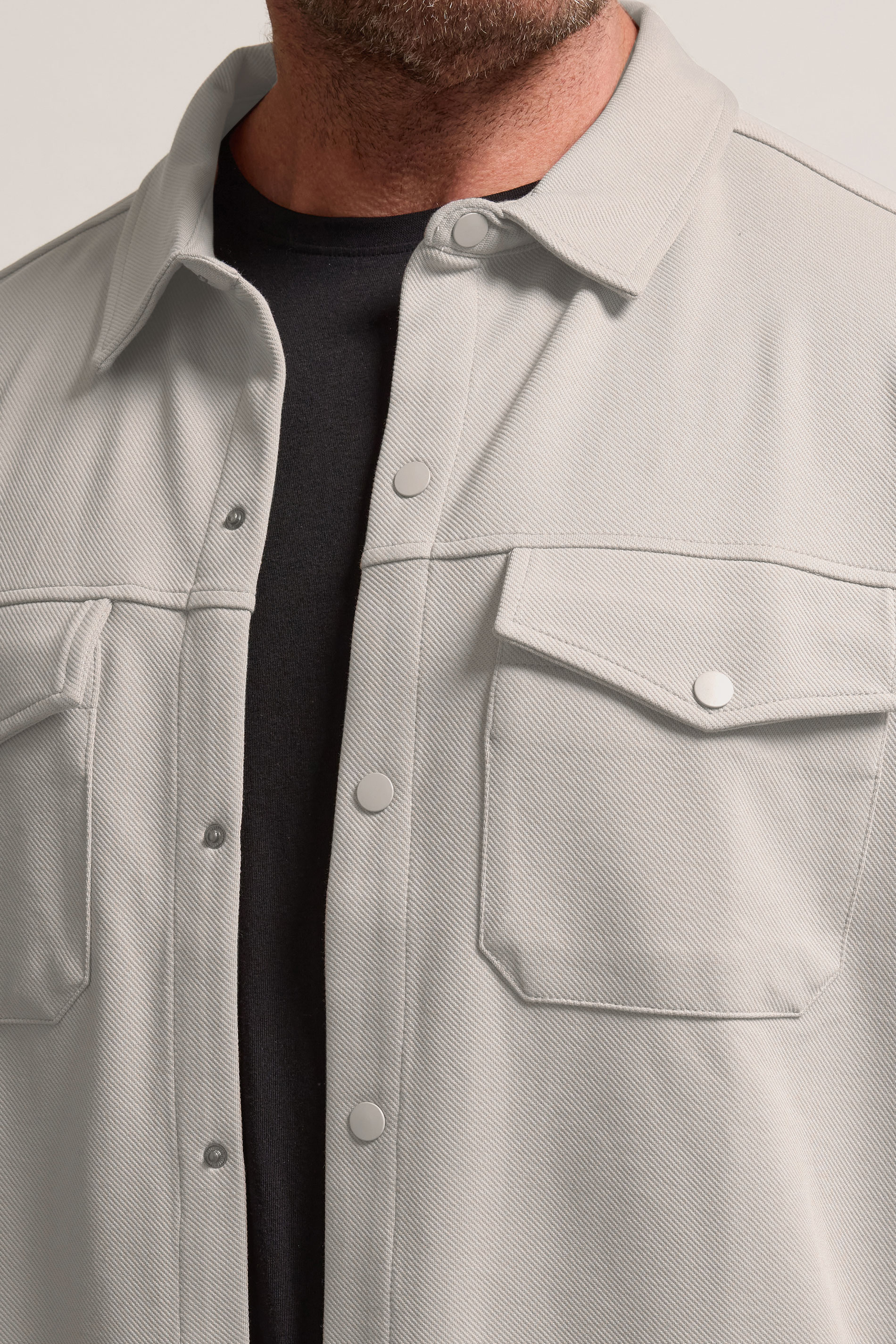 BadRhino Big & Tall Stone Grey Textured Jersey Shacket | BadRhino 4