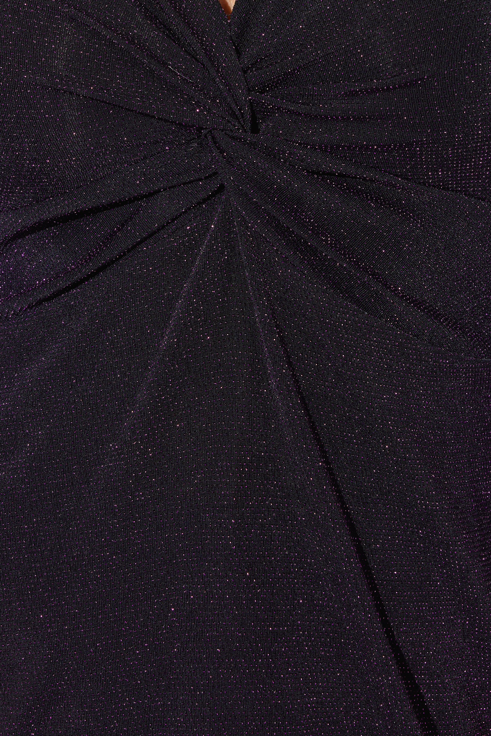 YOURS LONDON Plus Size Purple Metallic Knot Front Top | Yours Clothing 4